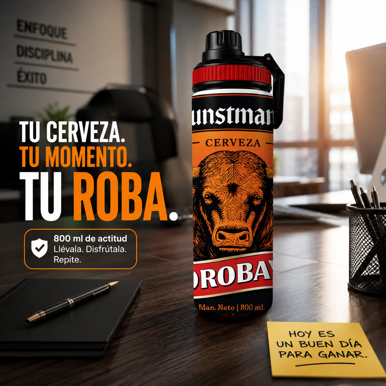 Botella Aluminio 800 ml Dise o Kunstmann Toro Acero Inoxidable-4