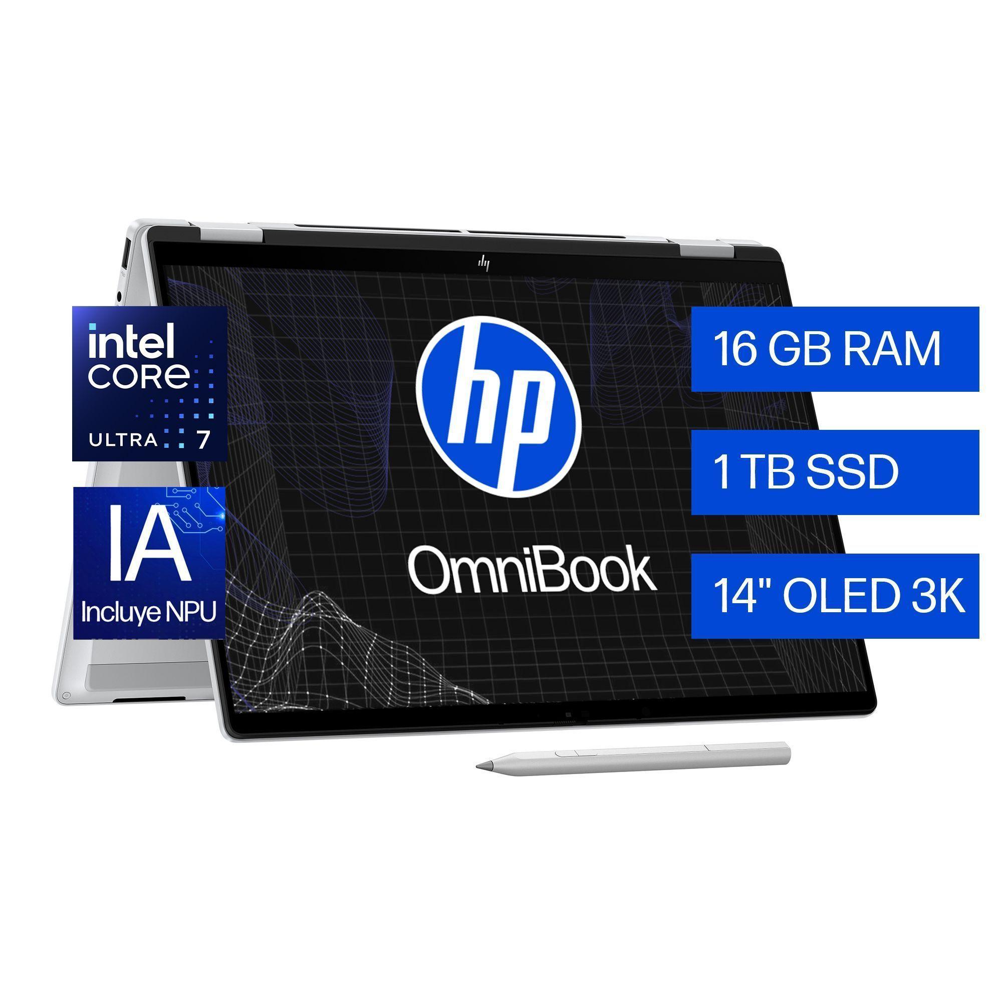 Notebook HP OmniBook X Flip 14-fm0072la x360 2 en 1 Intel Core Ultra 7 16gb Ram 1tb Ssd Windows 11 H-2