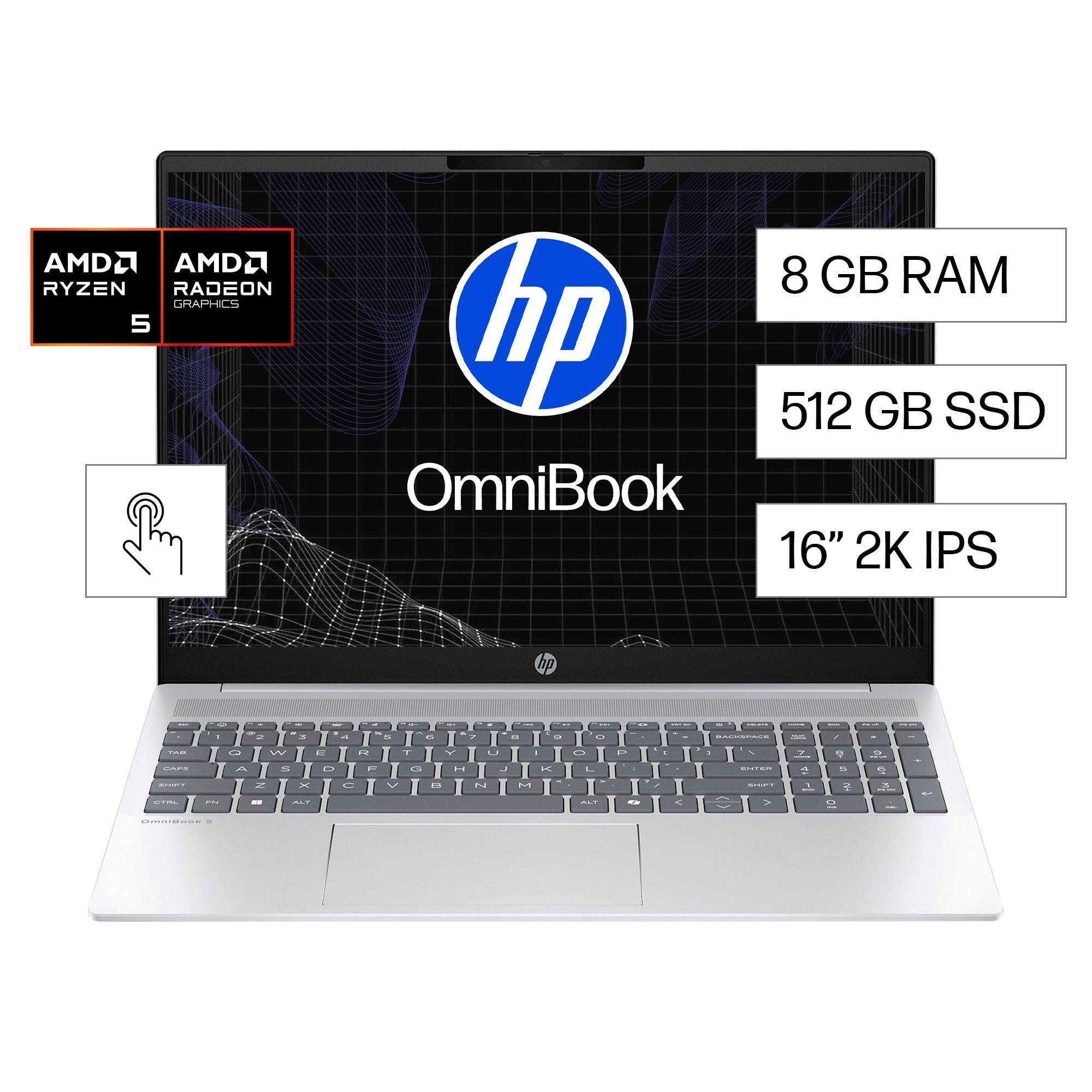 Notebook HP OmniBook 5 16-bc1052la AMD Ryzen5 8GB RAM 512 GB SSD 16" Táctil 2K Windows 11 Home-6