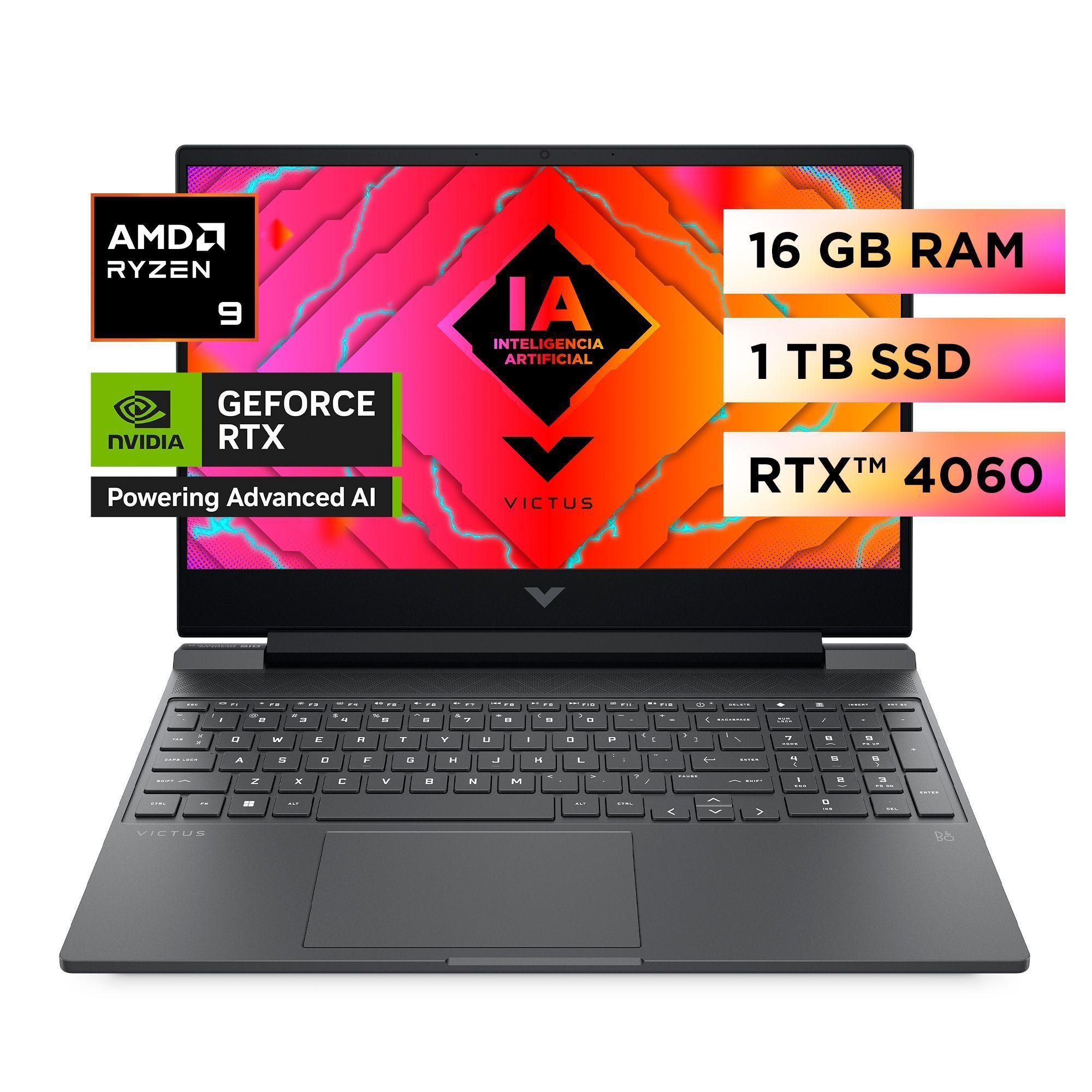 Notebook Gamer VICTUS HP 15-fb3004la AMD Ryzen 9 16GB RAM 1TB SSD RTX 4060 8GB 15.6" FHD W11H-0