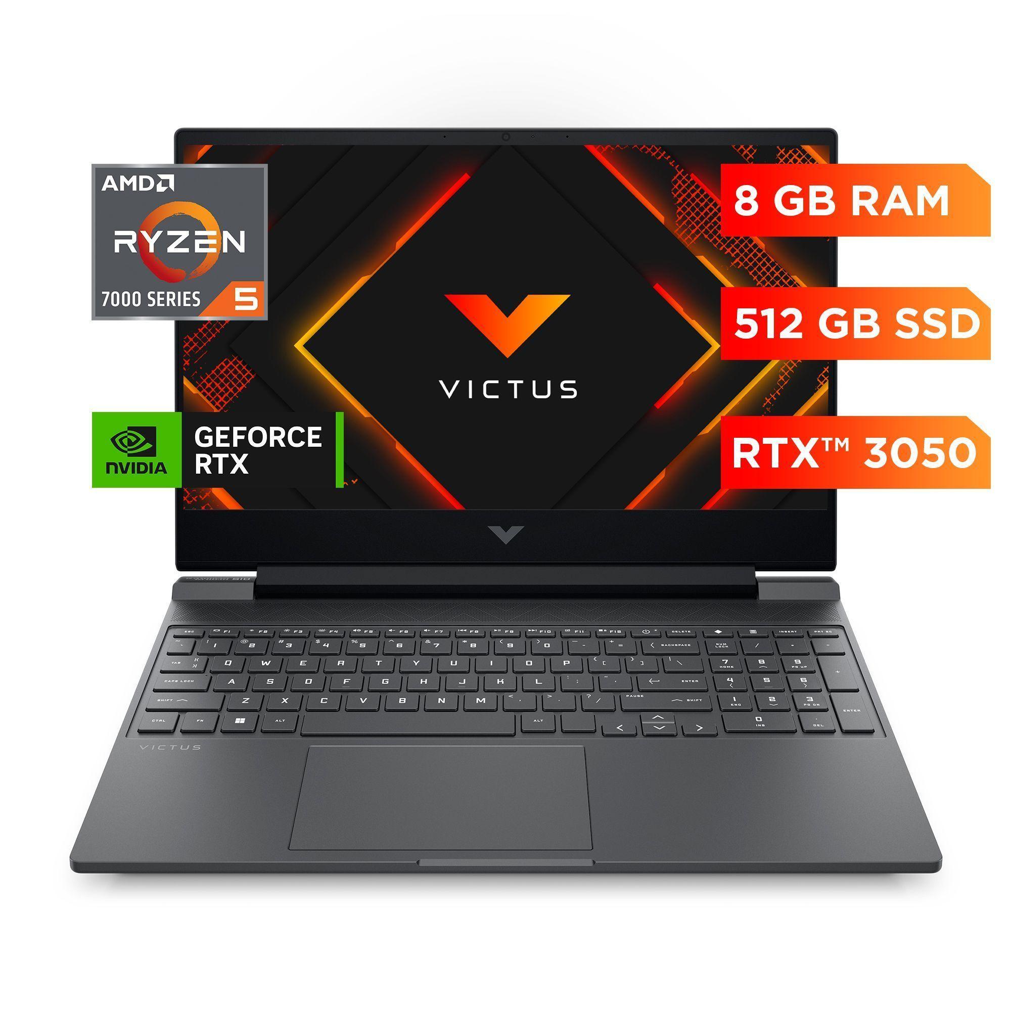 Notebook Gamer VICTUS HP 15-fb3032la AMD Ryzen 5 8GB RAM 512GB SSD RTX 3050 6GB 15.6" FHD W11H-0