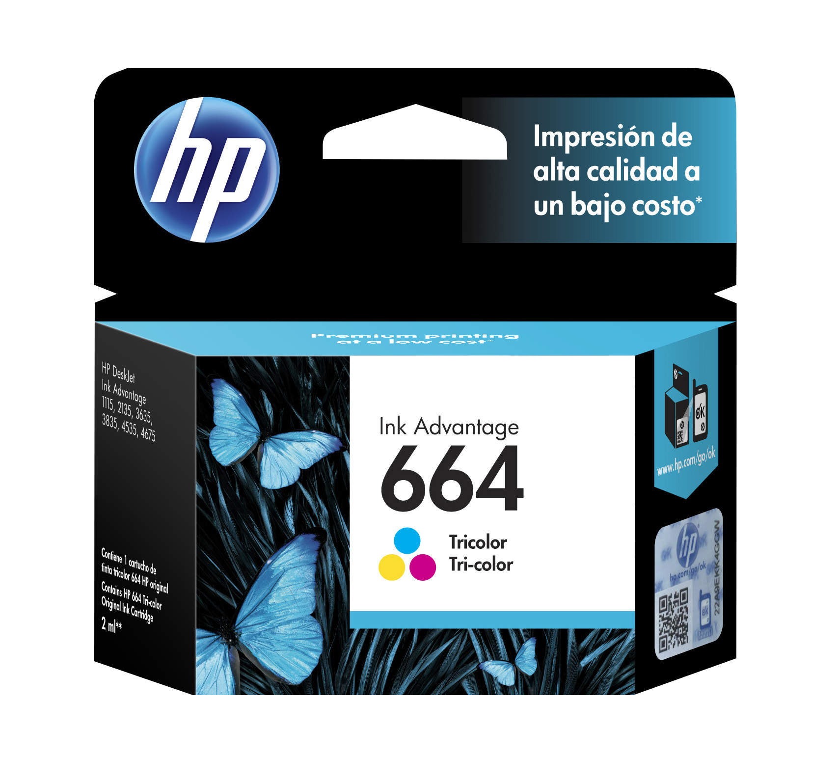 Cartucho de tinta HP 664 Tricolor Original-0
