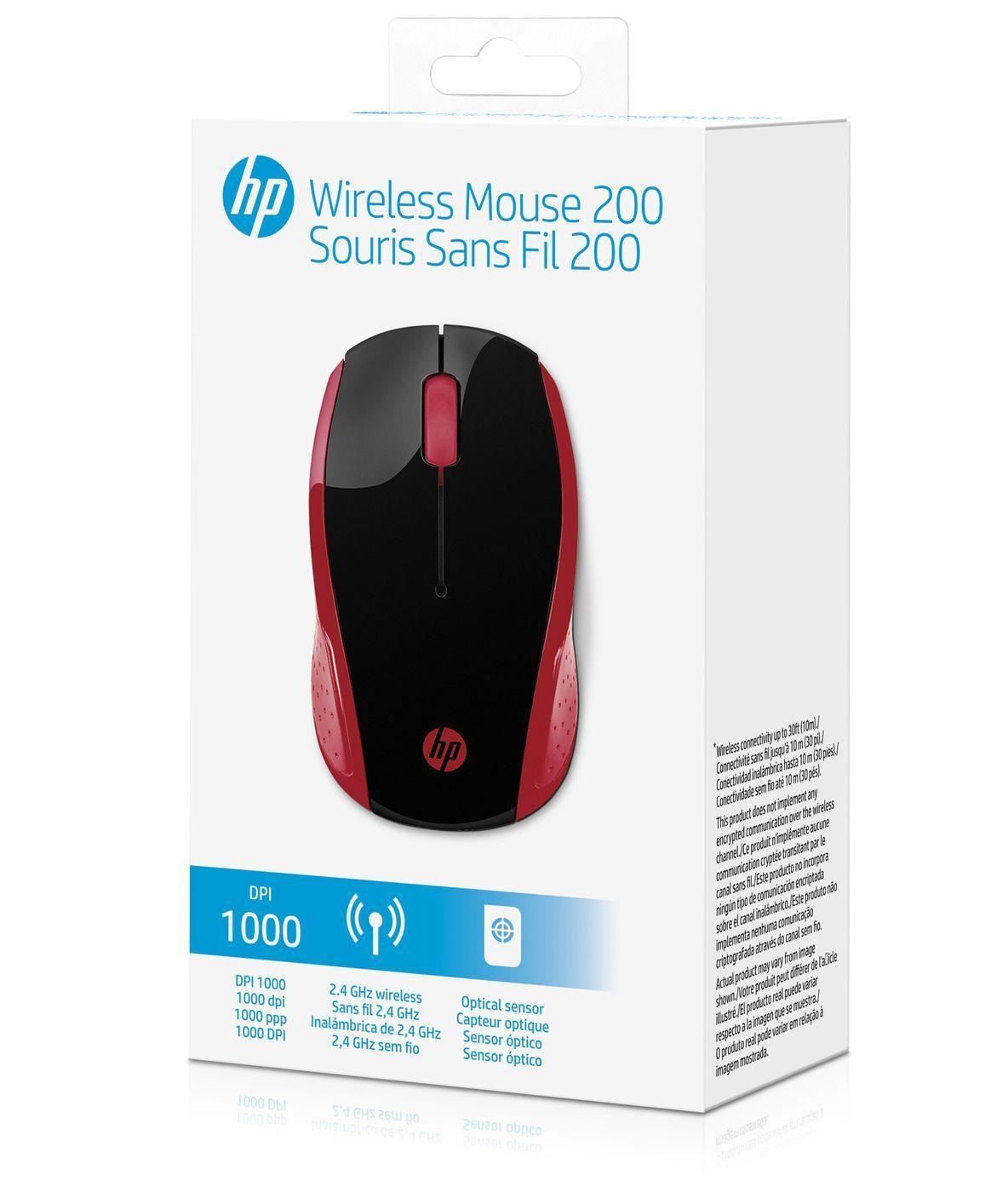Mouse inalámbrico HP 200 Rojo-4