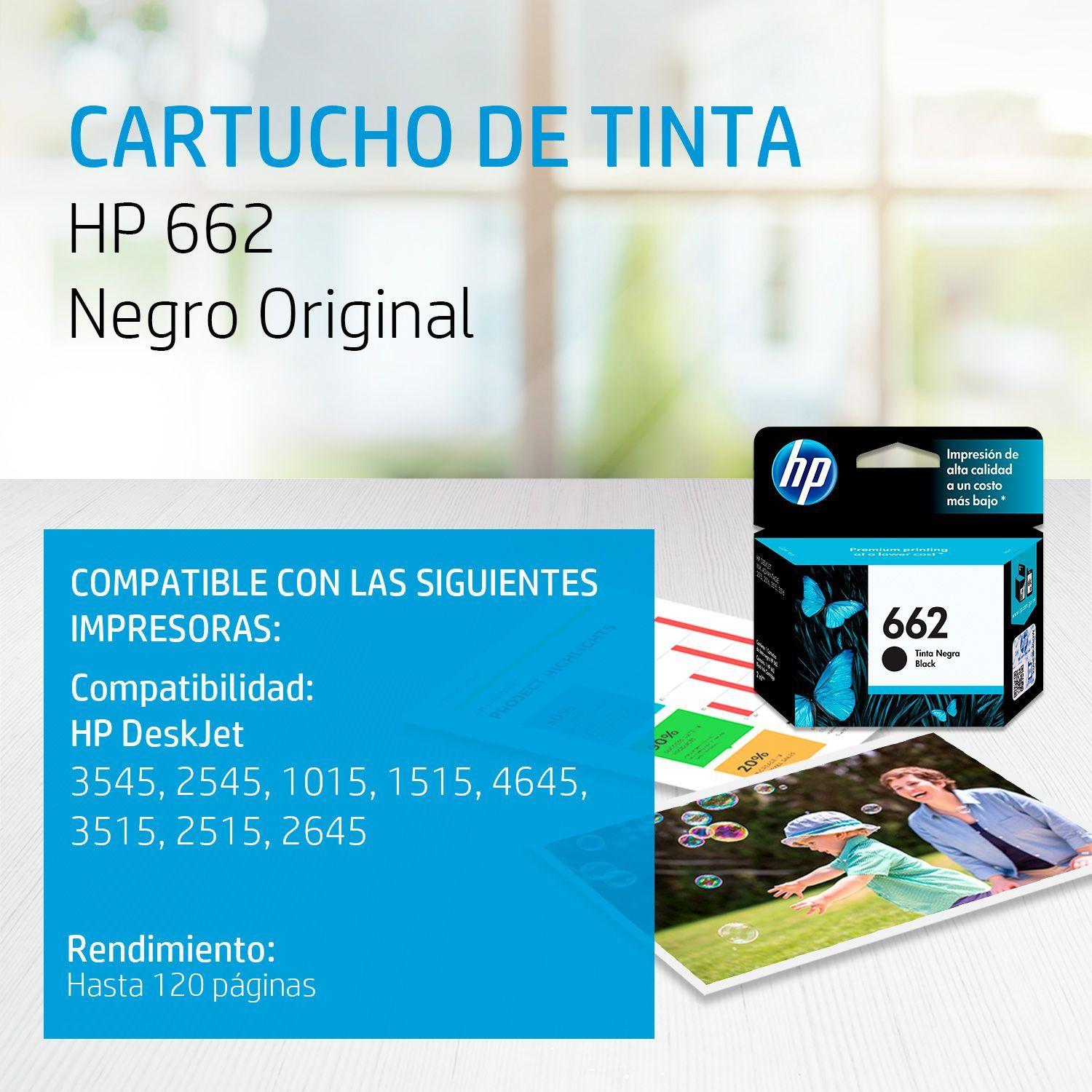 Cartucho de tinta HP 662 negra Original-2
