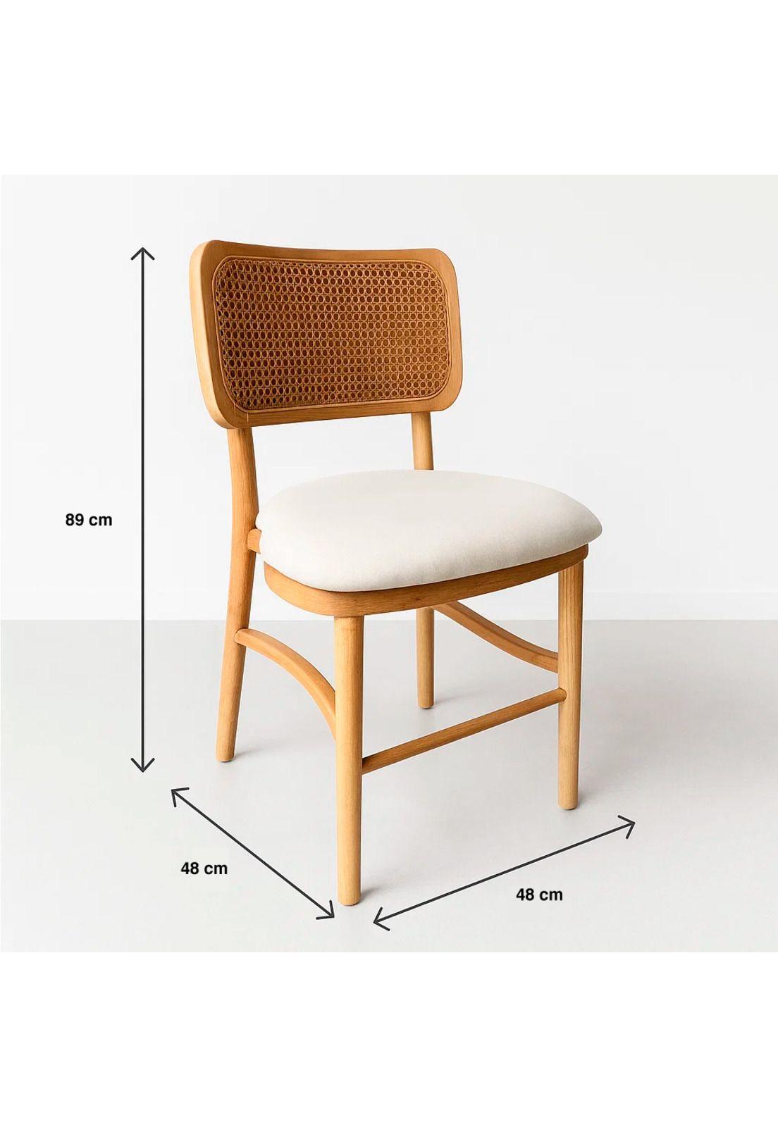 Silla de Estilo Natural con Respaldo Tejido y Asiento Acolchado-3