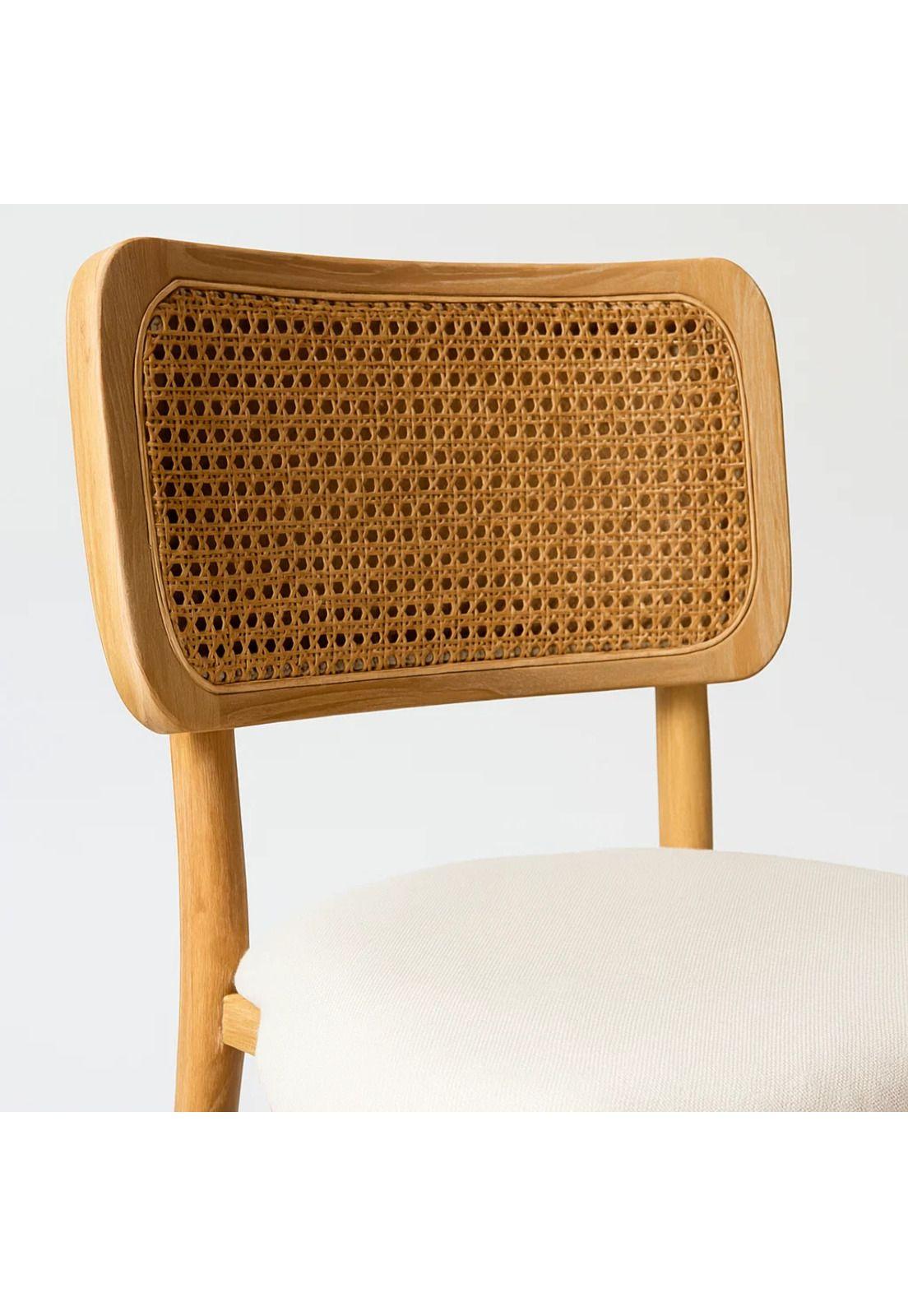 Silla de Estilo Natural con Respaldo Tejido y Asiento Acolchado-5