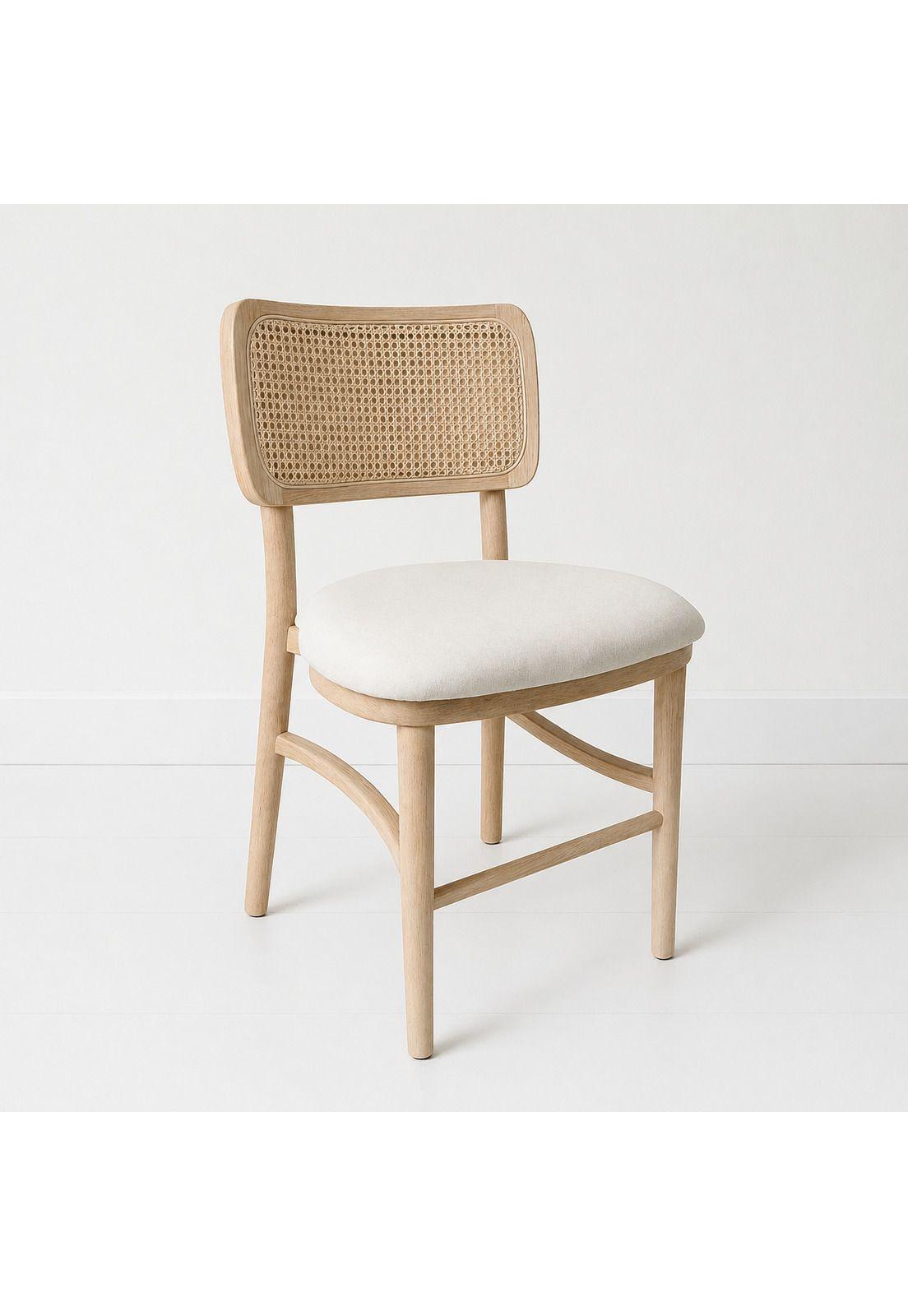 Silla de Estilo Natural con Respaldo Tejido y Asiento Acolchado-0