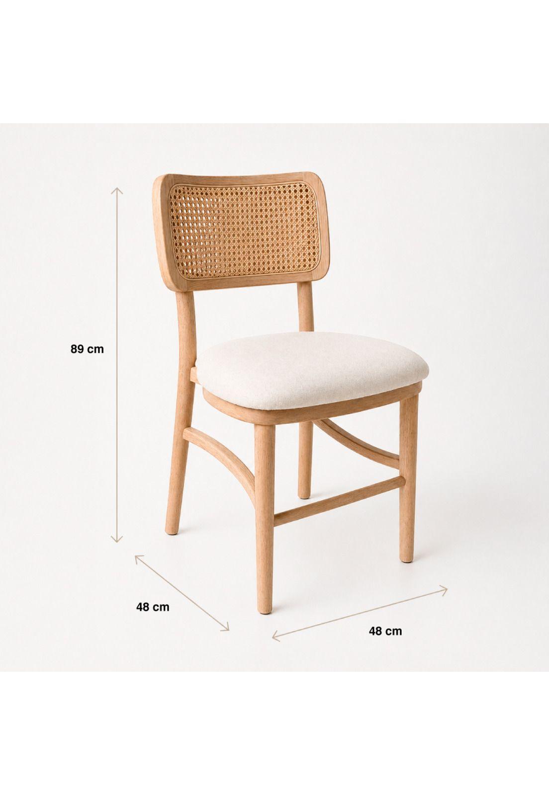 Silla de Estilo Natural con Respaldo Tejido y Asiento Acolchado-3