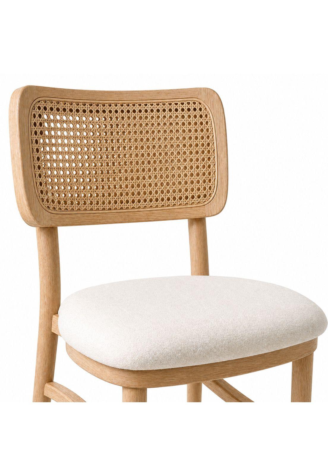 Silla de Estilo Natural con Respaldo Tejido y Asiento Acolchado-5