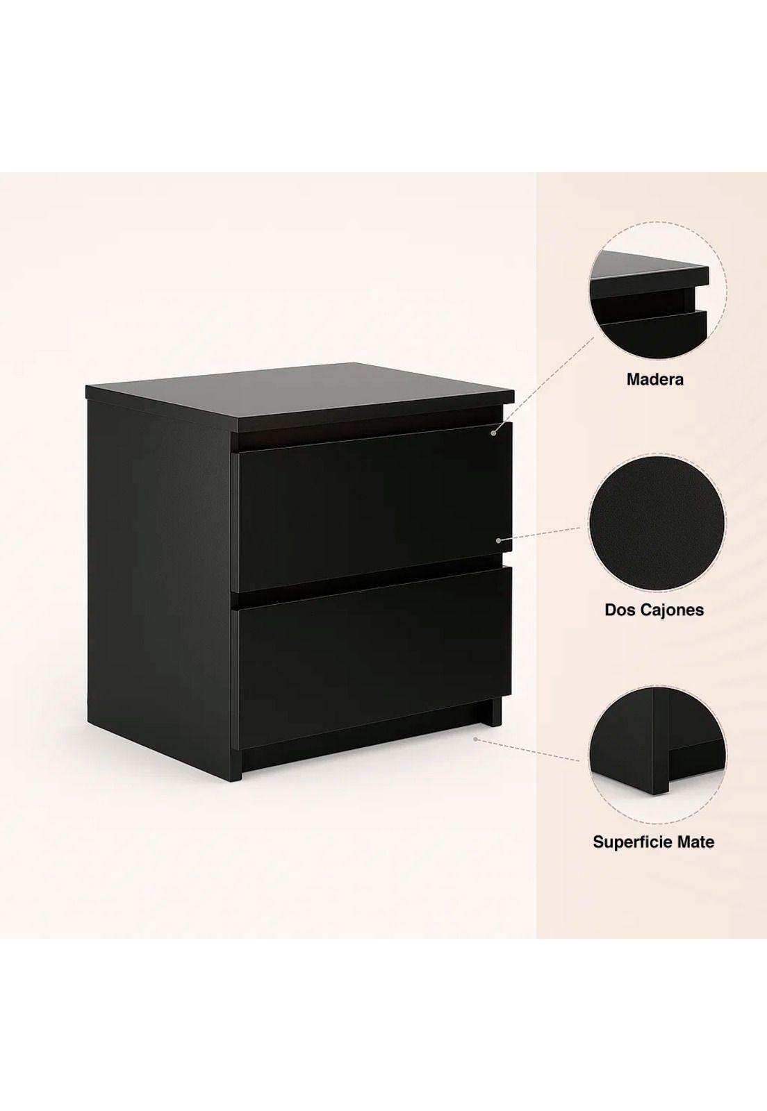 Pack de 2 Veladores Cajon Doble Minimal 30x40 Oscuro-4