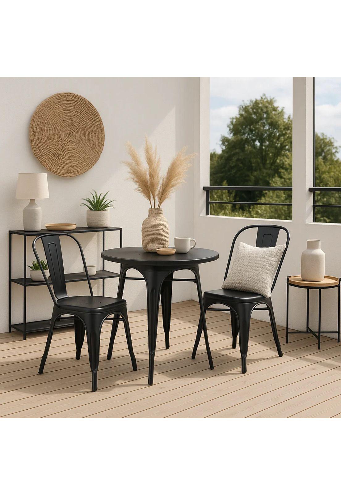 Silla Tolix de Comedor o Terraza Exterior - Negra-2