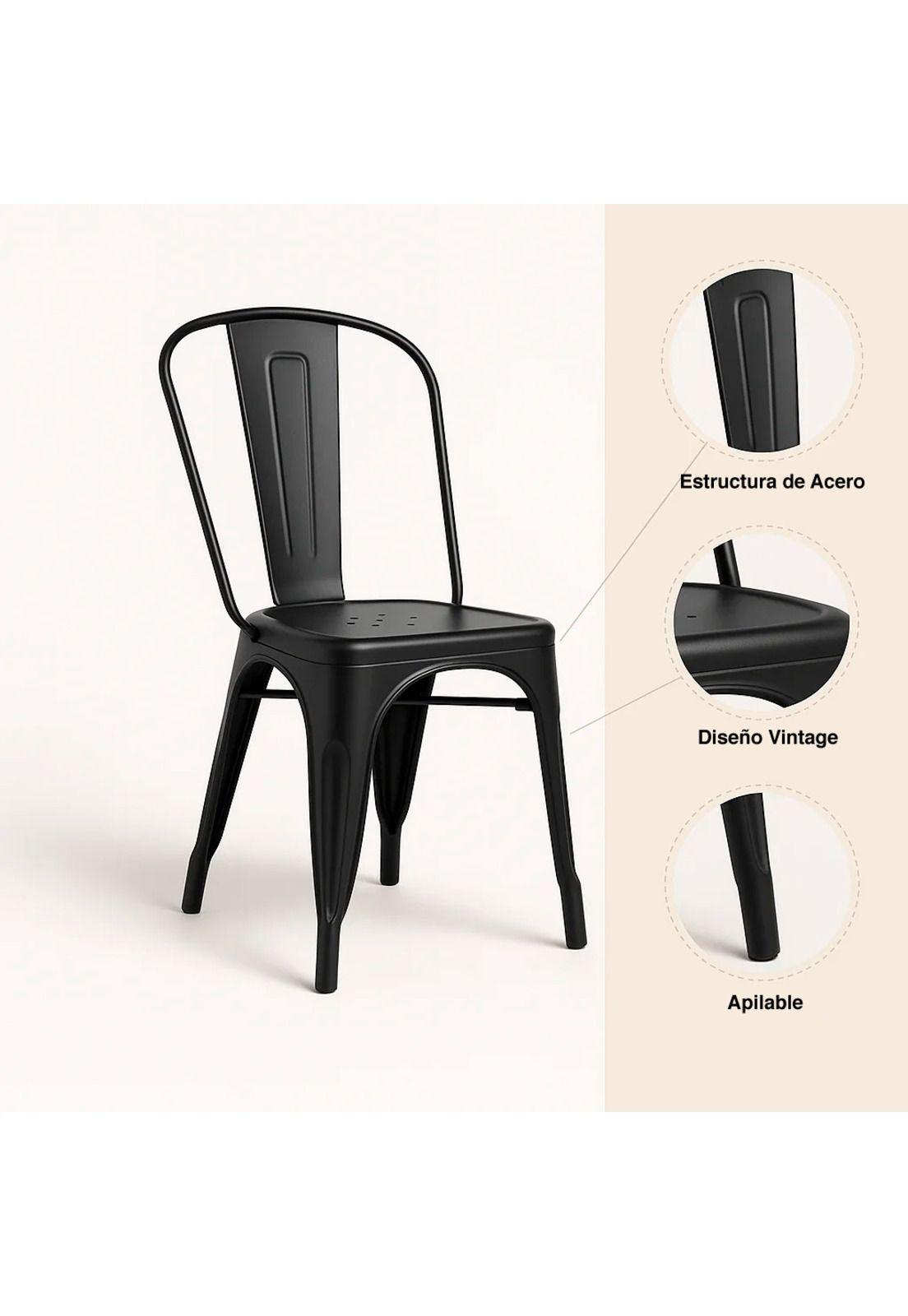 Silla Tolix de Comedor o Terraza Exterior - Negra-4