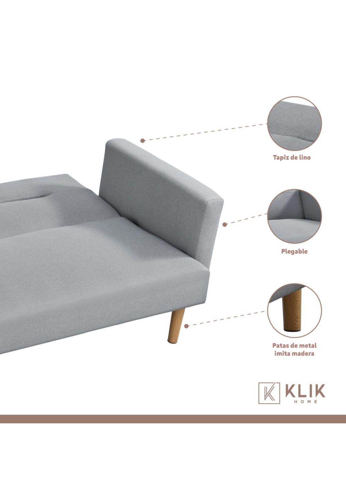 Futón Sofá Cama 3 cuerpos Sara - Lino Gris-2