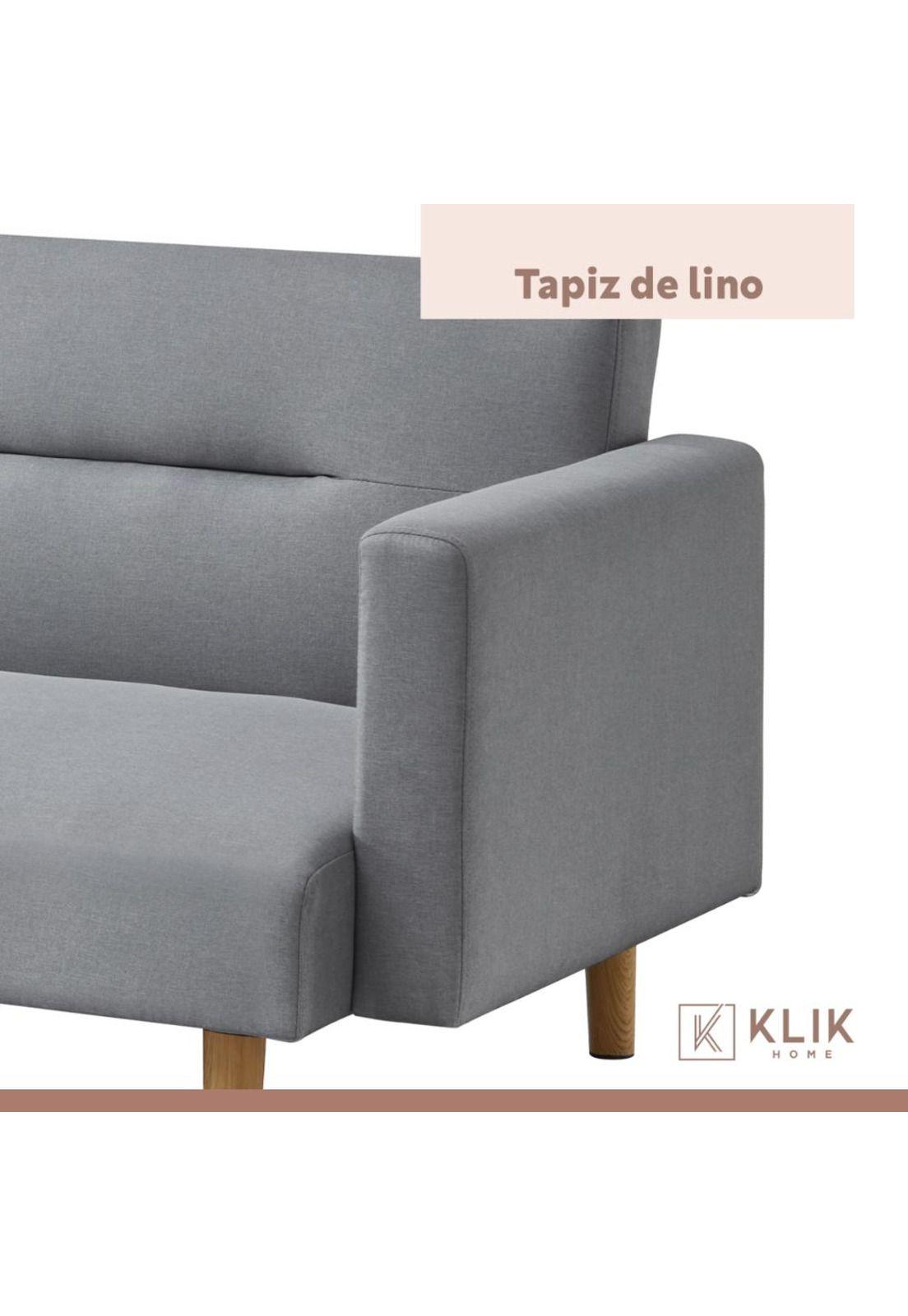 Futón Sofá Cama 3 cuerpos Sara - Lino Gris-4