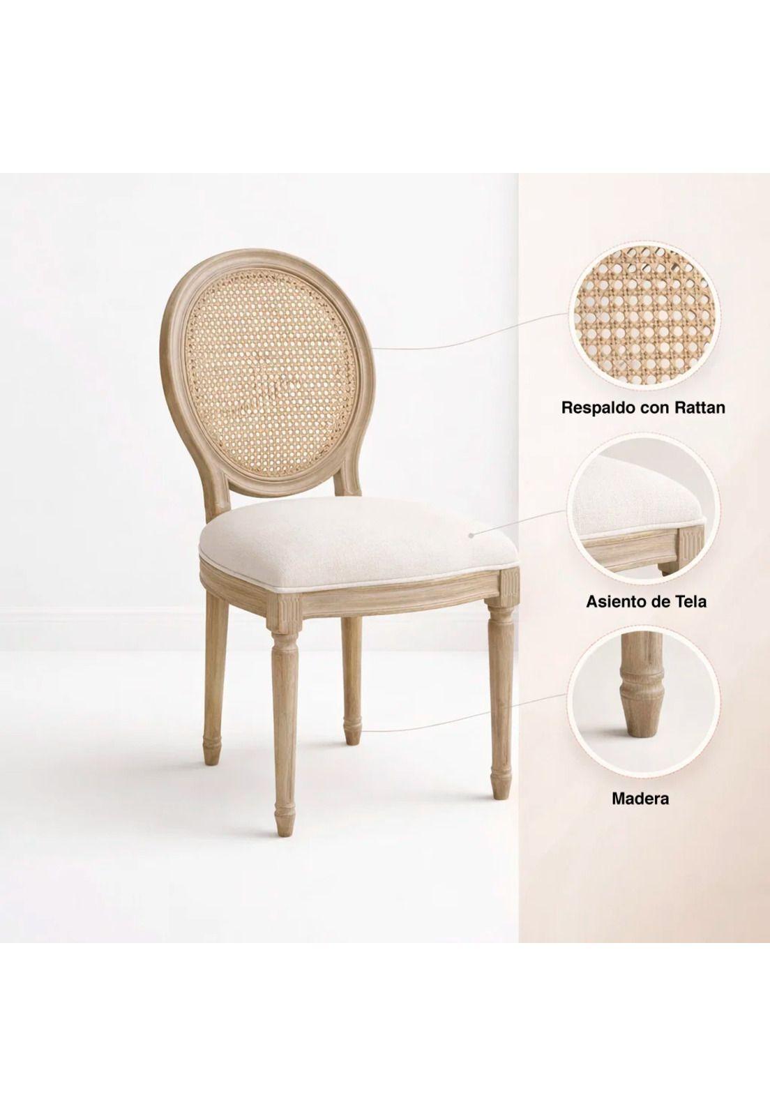 Silla de Comedor Madera Acolchada Luis XV-4