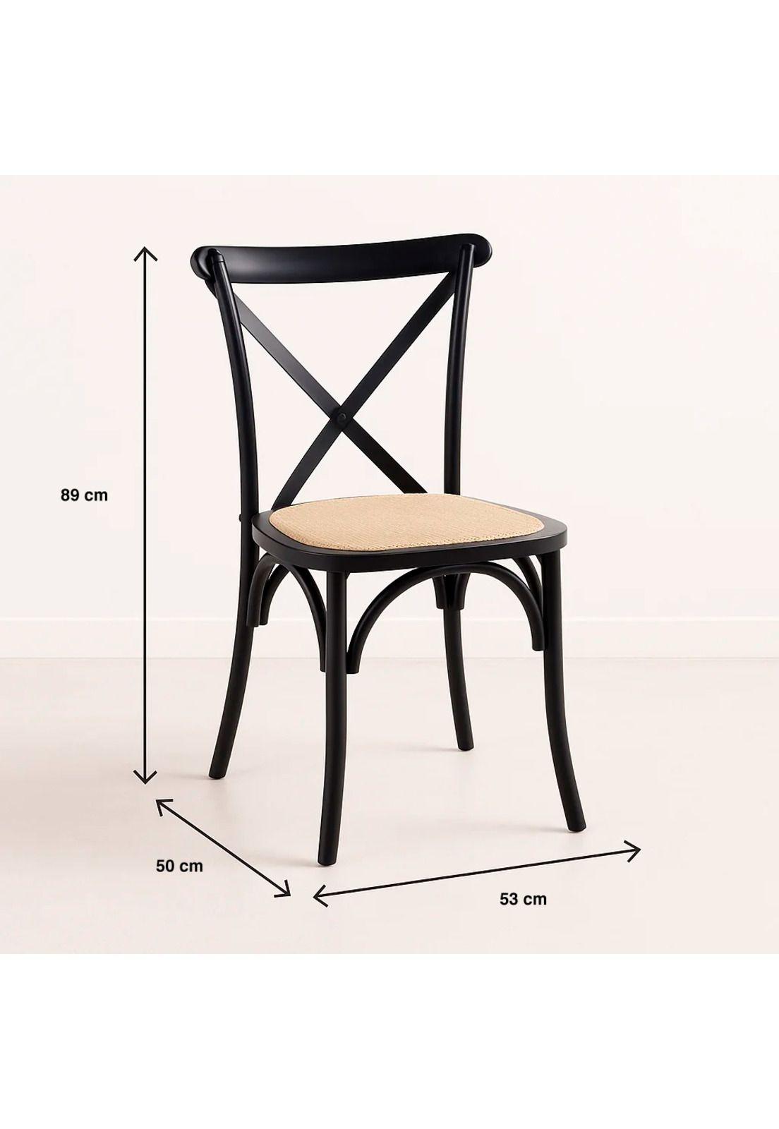 Silla Crossback Madera Rattan Negra-3
