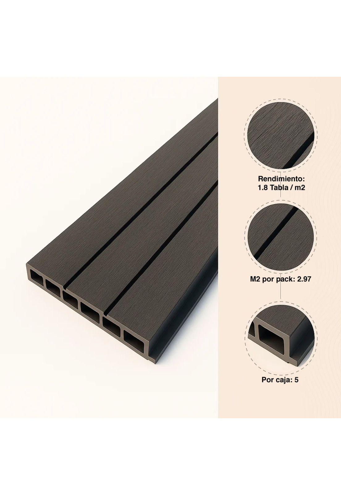 Pack de 5 Revestimientos Siding WPC exterior Color Gris Azul-4