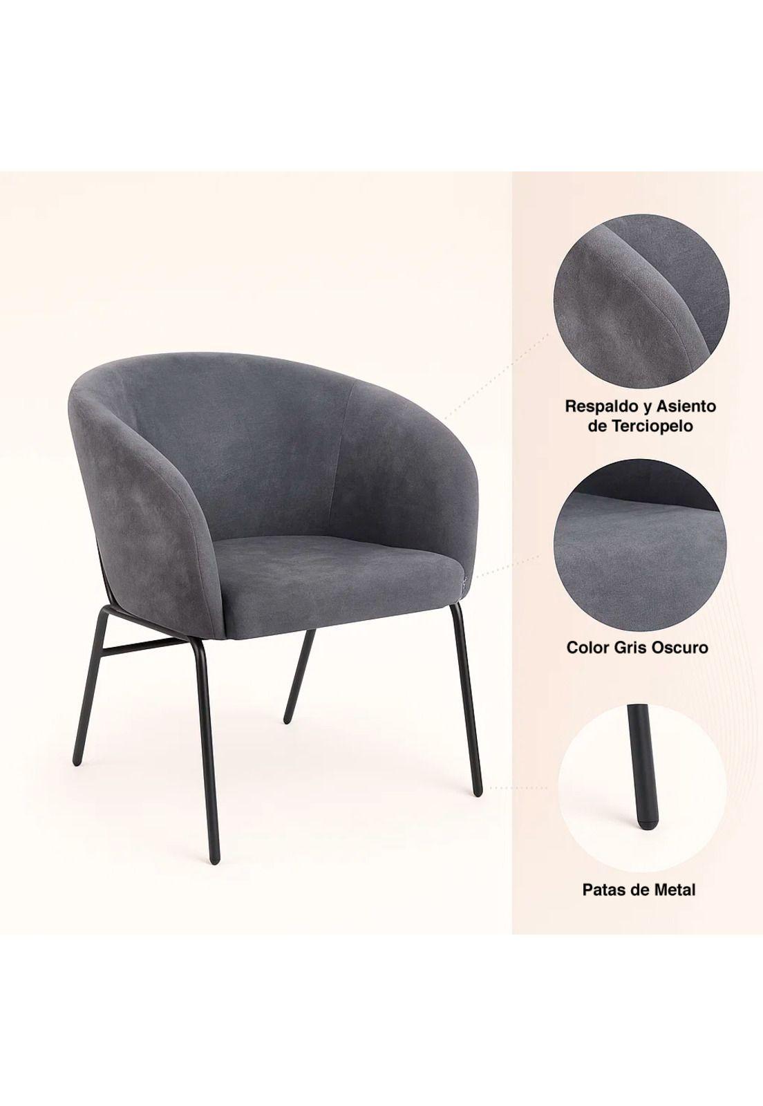 Sillón Arko de Terciopelo - Gris-4