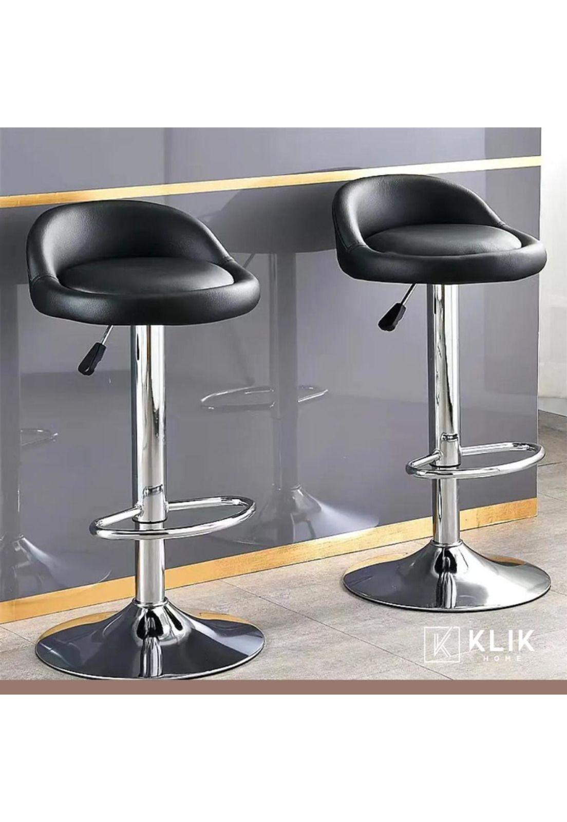 Taburete Piso de Bar Ajustable Acolchado Comfy - Negro-7