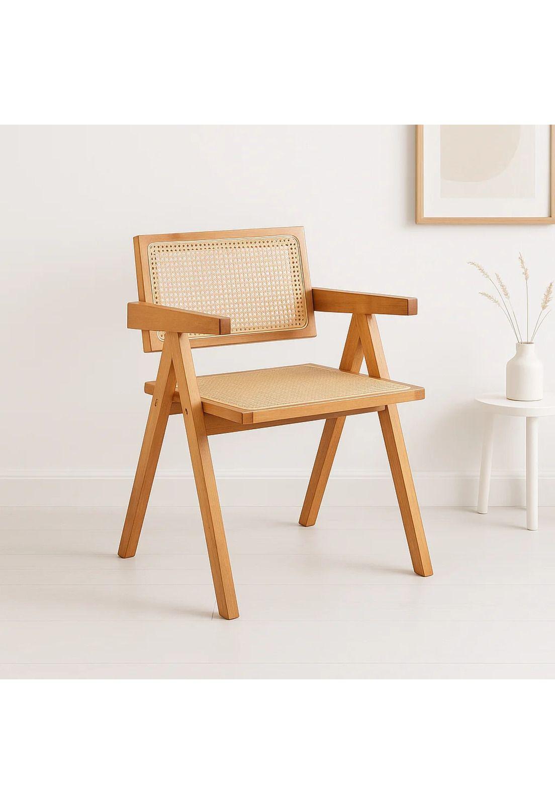 Silla Sitial Butaca Chandigarh Madera Rattan Natural-1