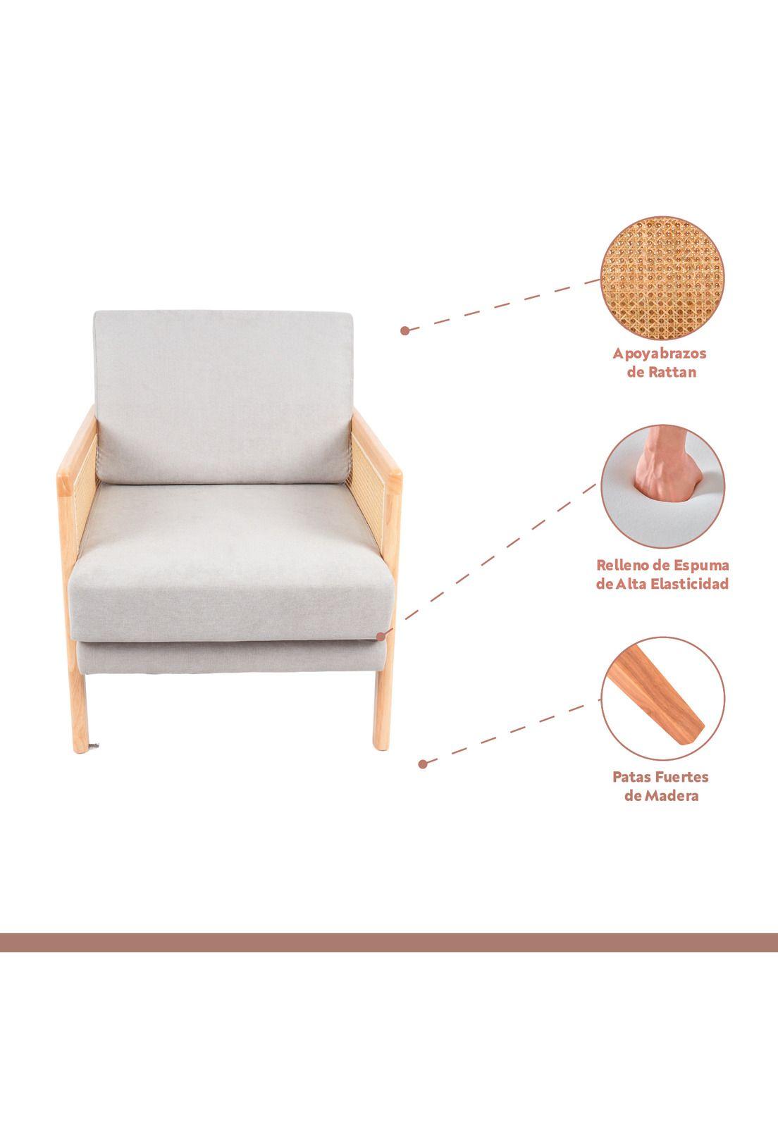 Sillon madera rattan harmony - Gris-2