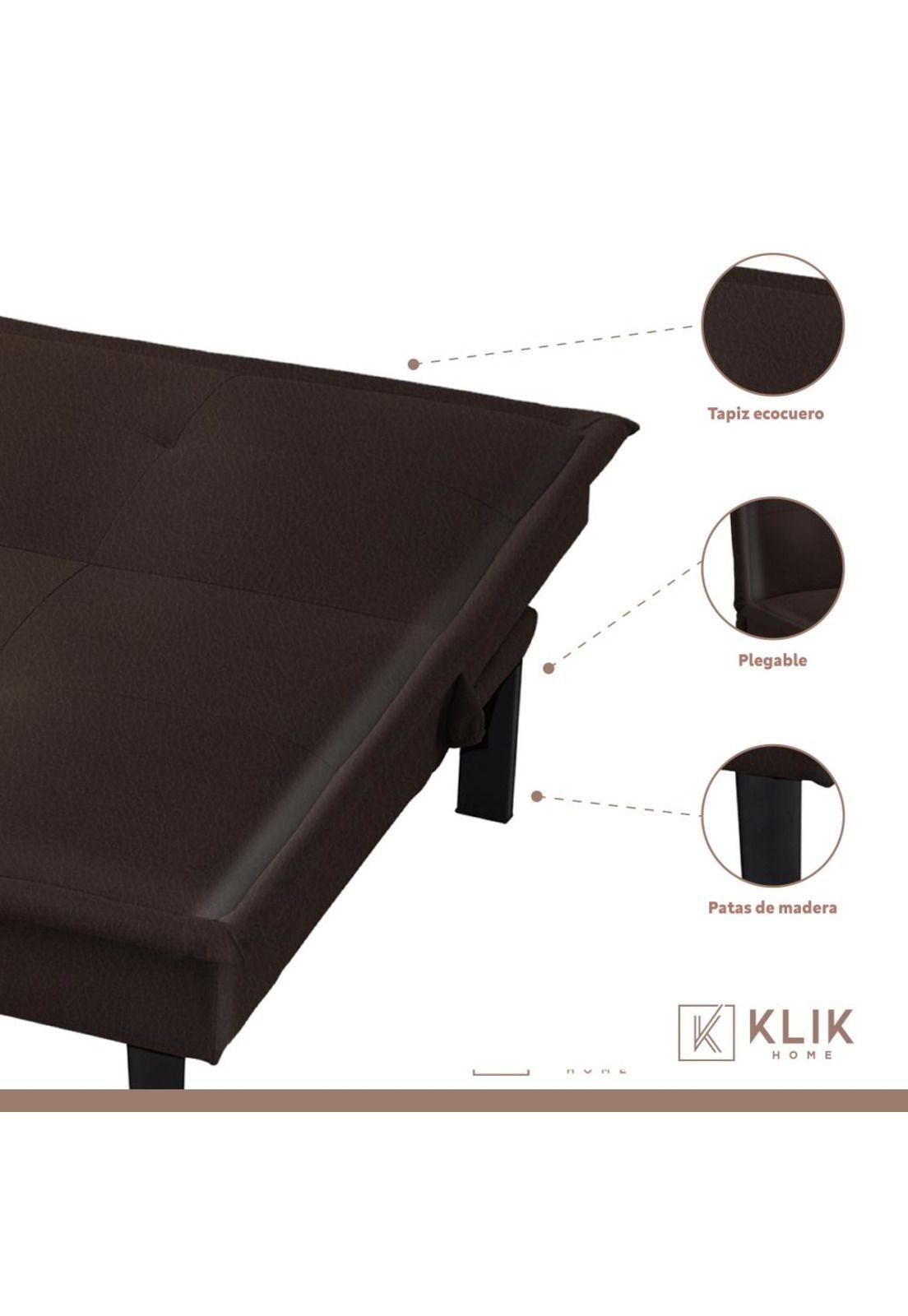 Futón Sofá Cama 2 cuerpos Simply - Ecocuero Café-2