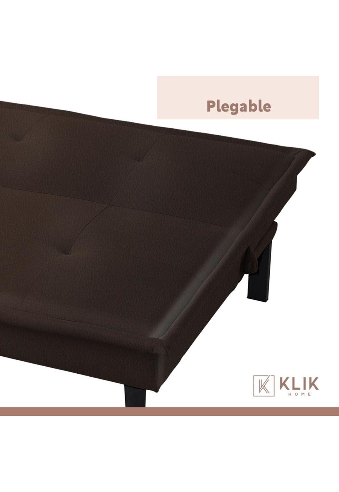 Futón Sofá Cama 2 cuerpos Simply - Ecocuero Café-5