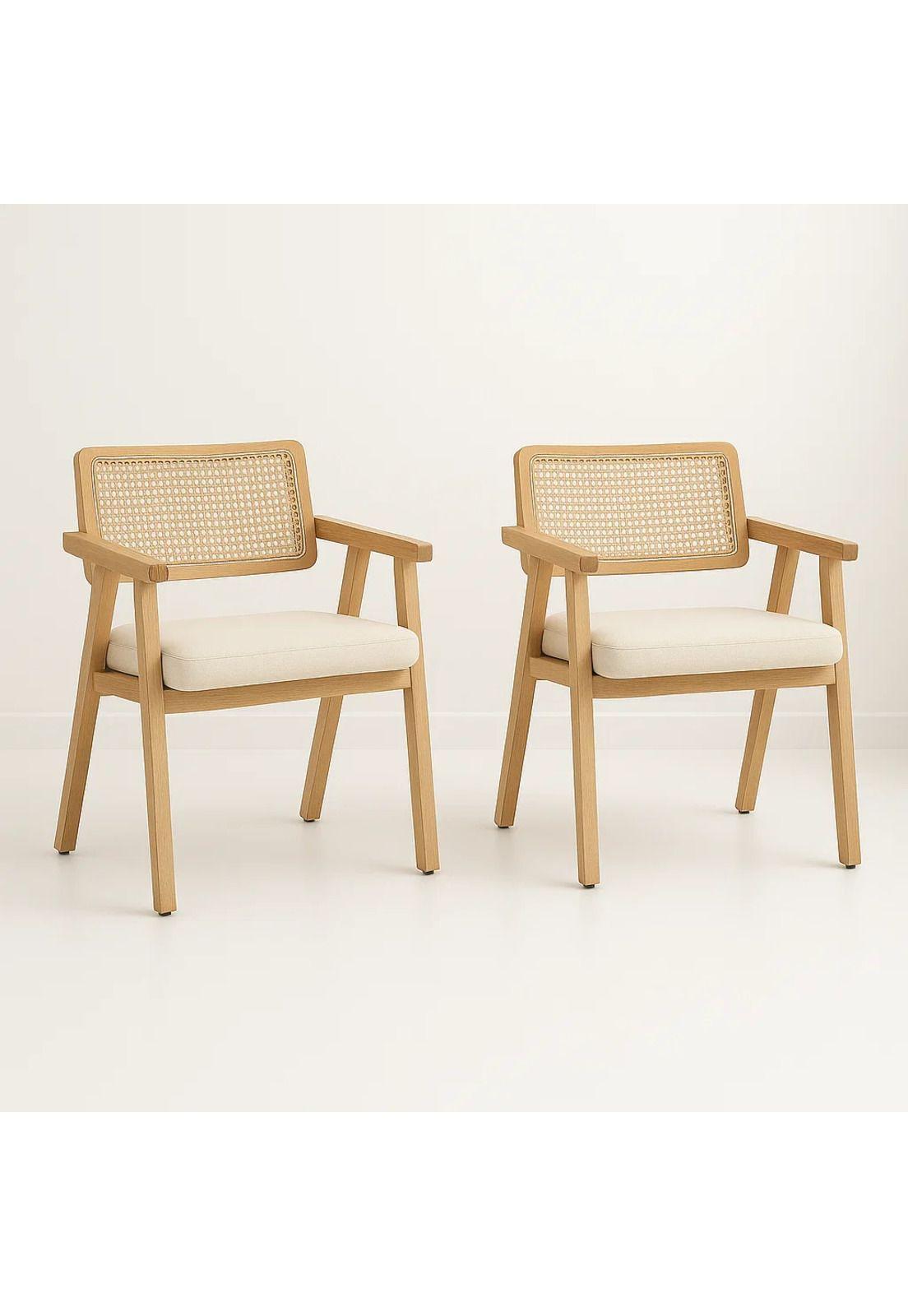 Pack de 2 Sitiales Acolchado Chandigarh Butaca Rattan - Madera-0