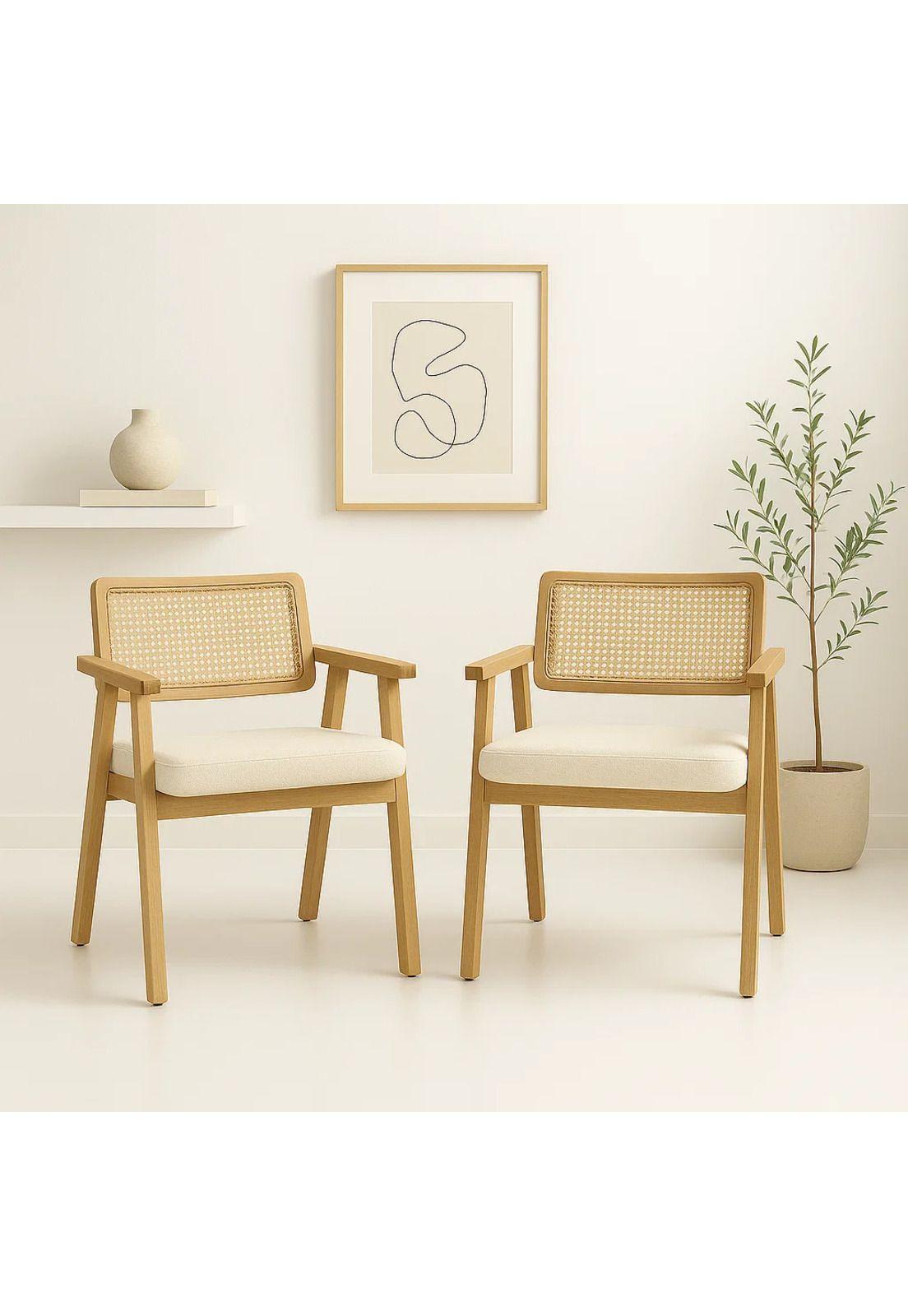 Pack de 2 Sitiales Acolchado Chandigarh Butaca Rattan - Madera-2
