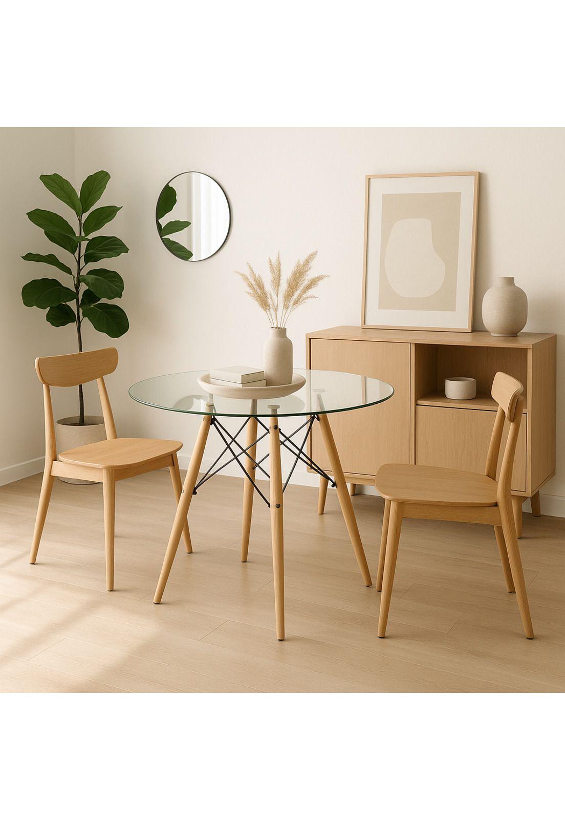 Mesa de Comedor Eames 80cm redonda vidrio-2