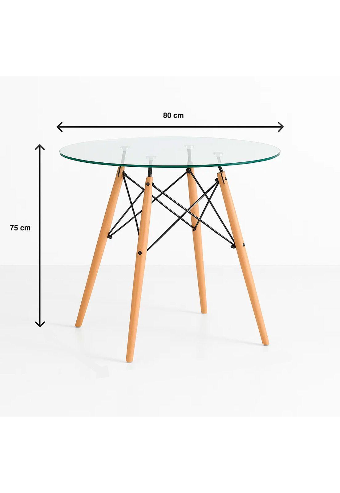 Mesa de Comedor Eames 80cm redonda vidrio-3