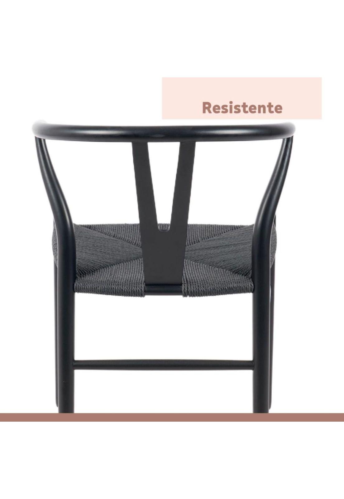 Pack 2 Sillas Wishbone Rattan - Negra con hilo negro-5