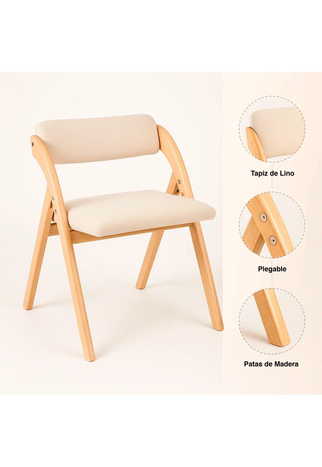 Silla Betlahem de madera plegable acolchada - Beige-4