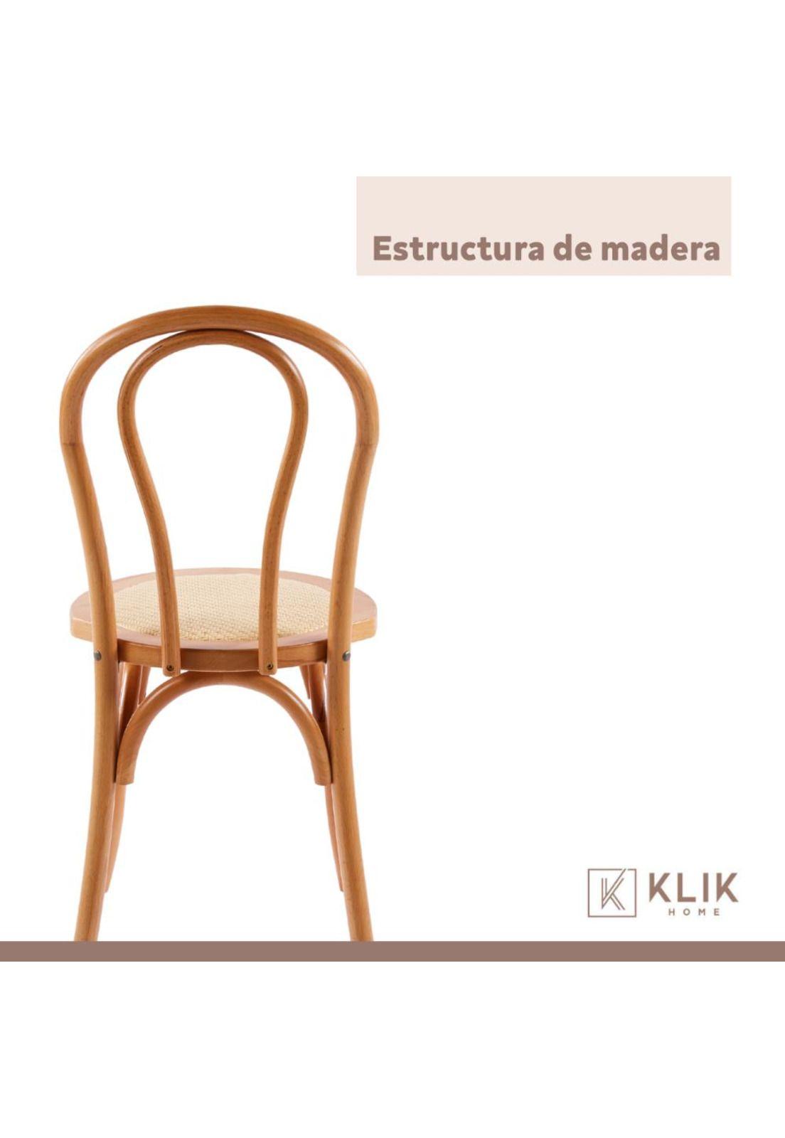 Pack 4 Sillas Amelia Vienna Madera Rattan - Natural-4