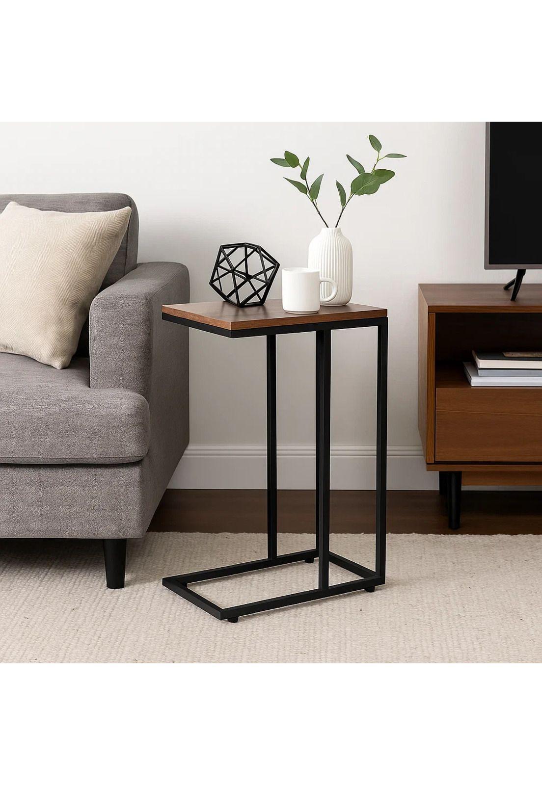 Mesa Lateral Moderna con Marco Metálico-2