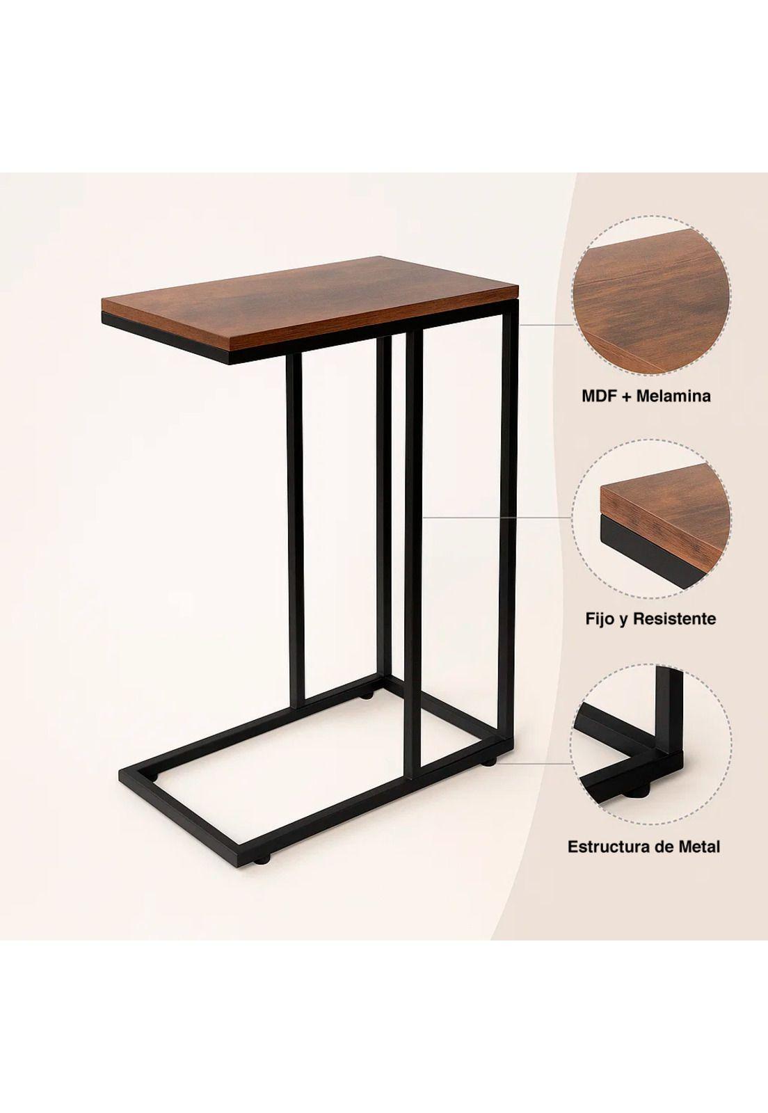 Mesa Lateral Moderna con Marco Metálico-4