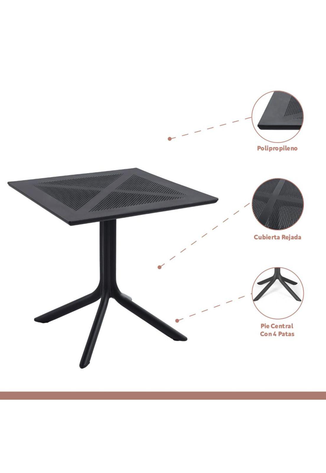 Mesa restaurant 80x80 Polipropileno + 4 Sillas Crossback Danubio - Negra-2