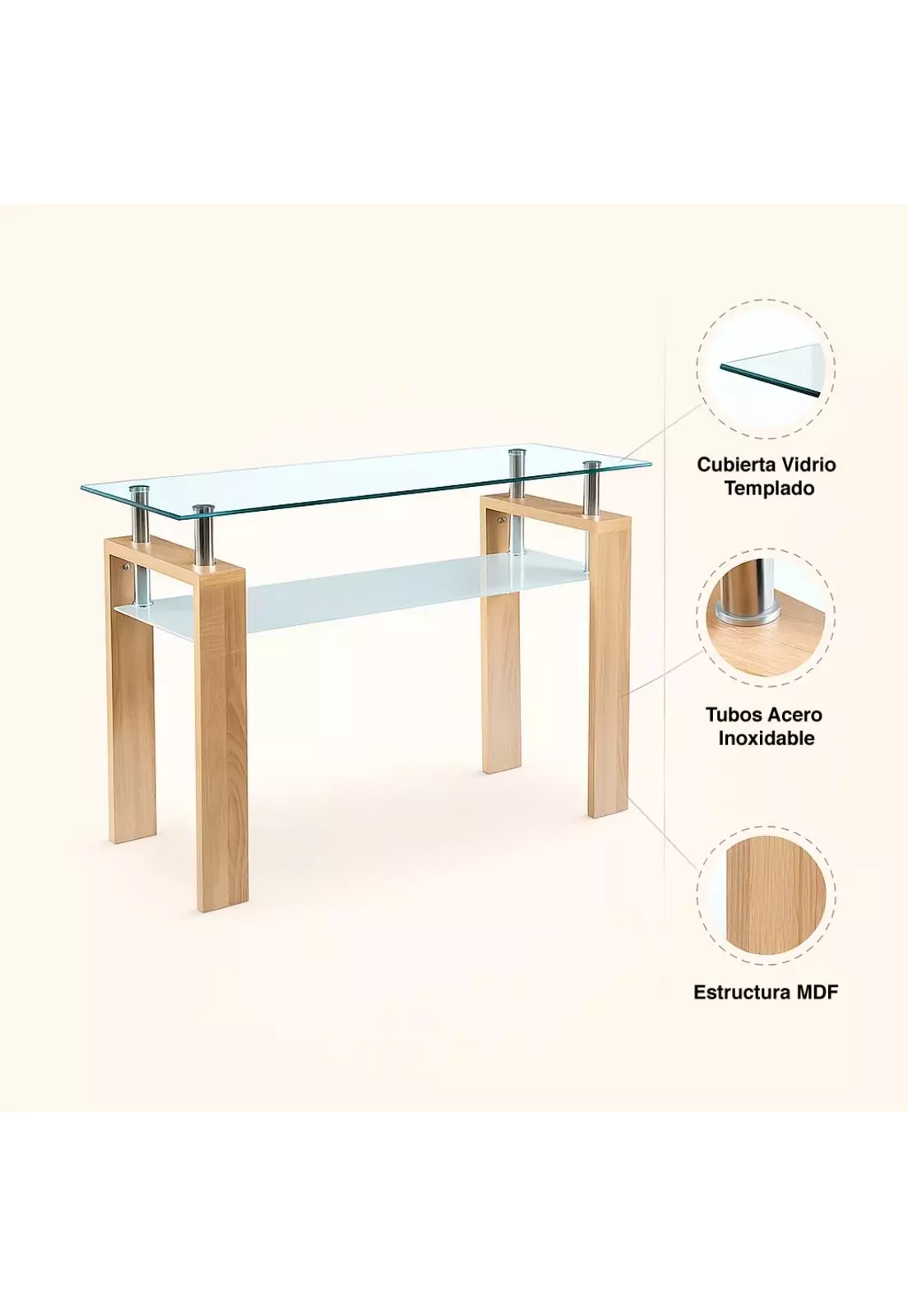 Mesa de arrimo Rectangular de vidrio-4