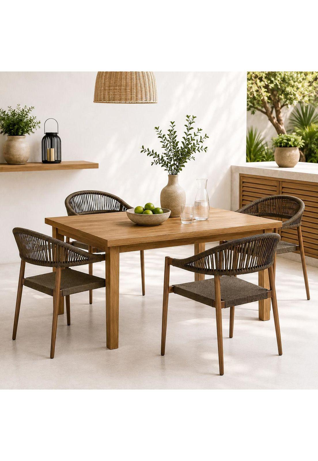 Pack de 4 Sillas de Terraza Douce - Aluminio y Rattan-2