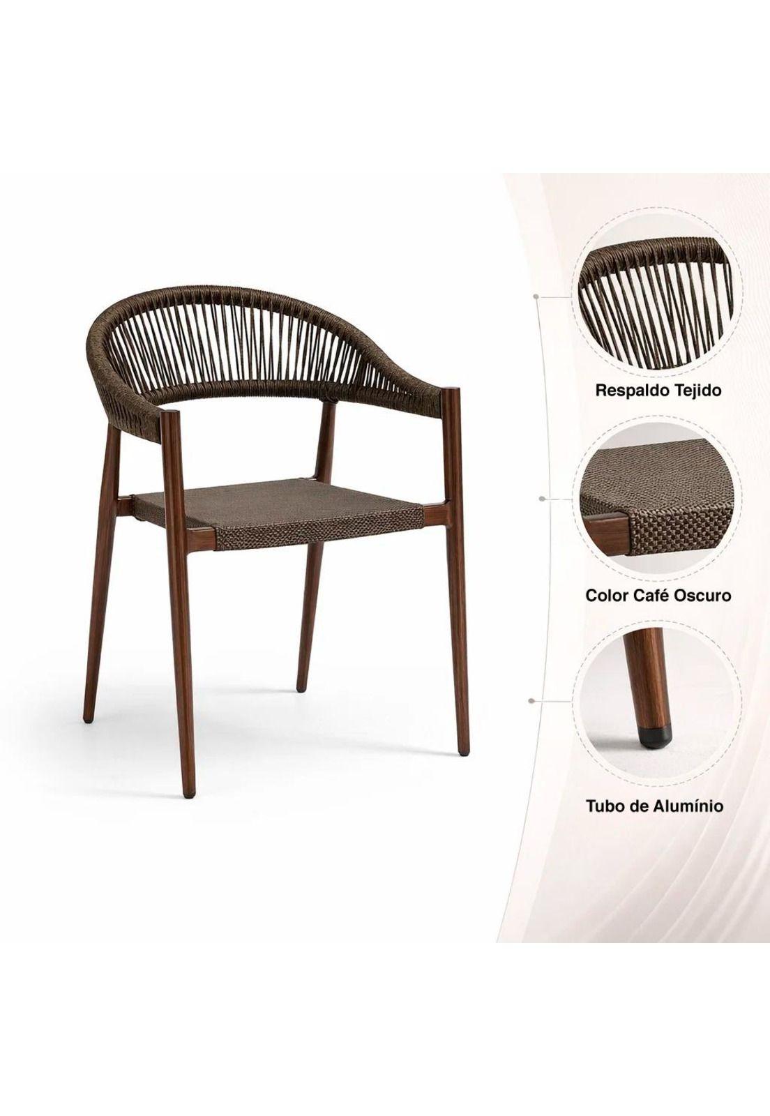 Pack de 4 Sillas de Terraza Douce - Aluminio y Rattan-4