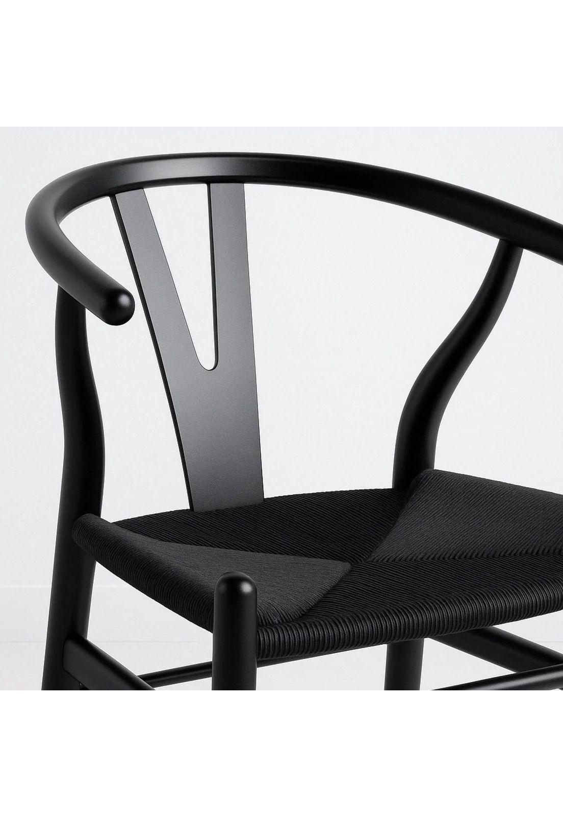 Silla Wishbone Madera Negra y Asiento Negro-5