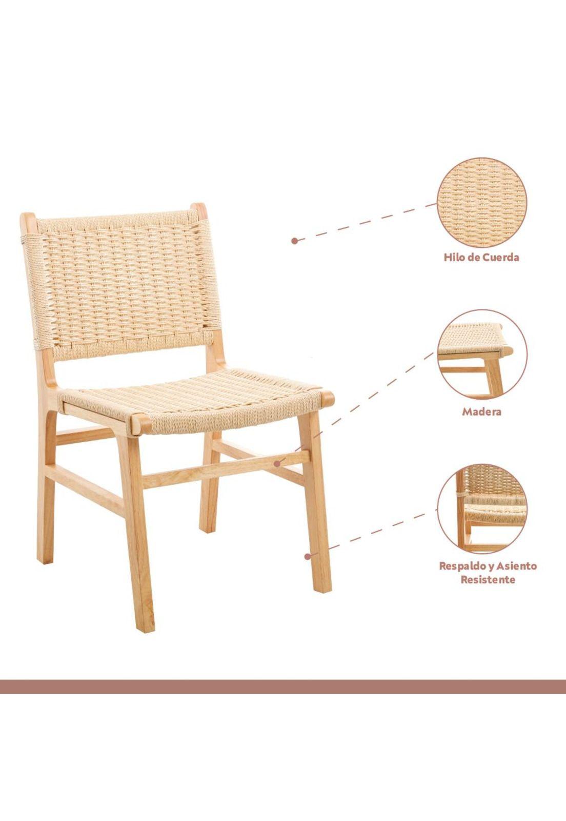Silla de Comedor Danesa Elisa Wegner Madera con hilo de cuerda - Natural-4