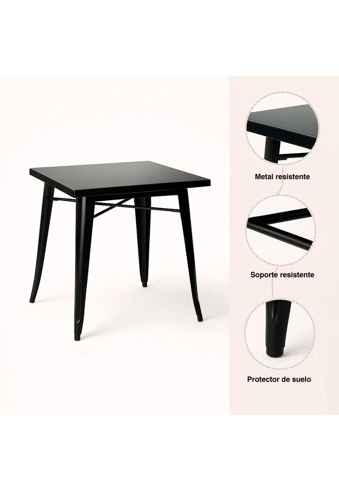 Mesa Tolix de Acero 80x80cm para Bar o Terraza o Restaurant - Negra-4