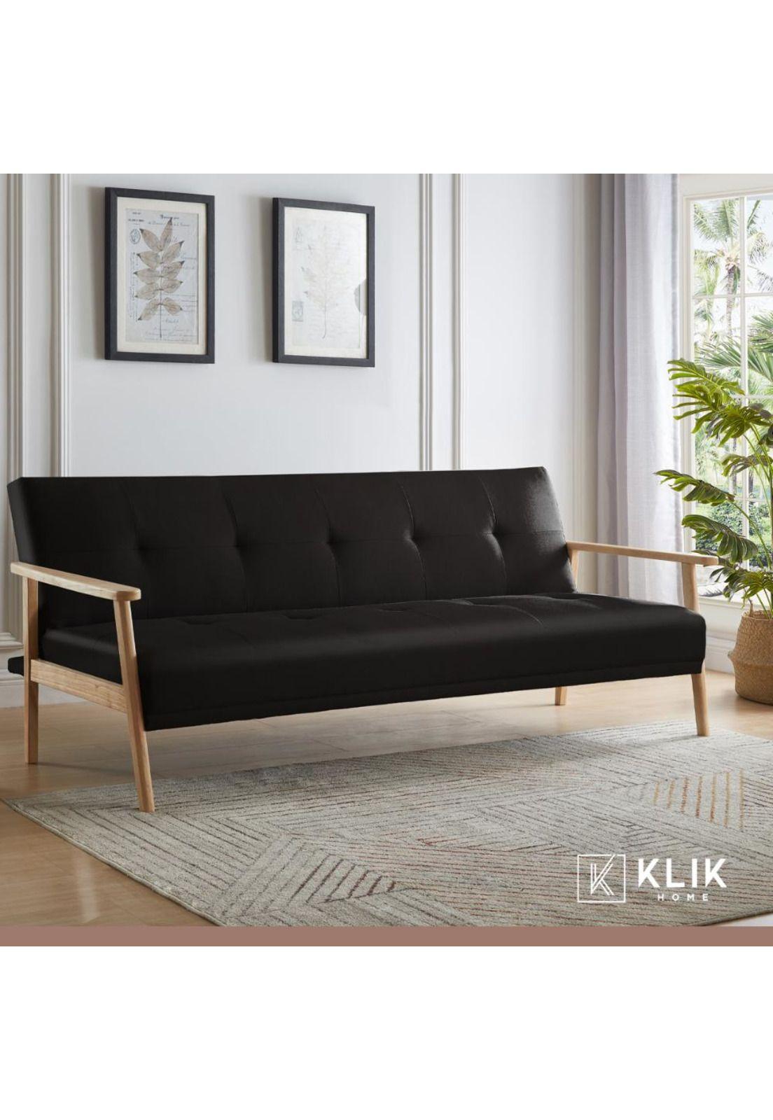 Futón Sofá Cama 3 cuerpos Amelia - Ecocuero Negro-1