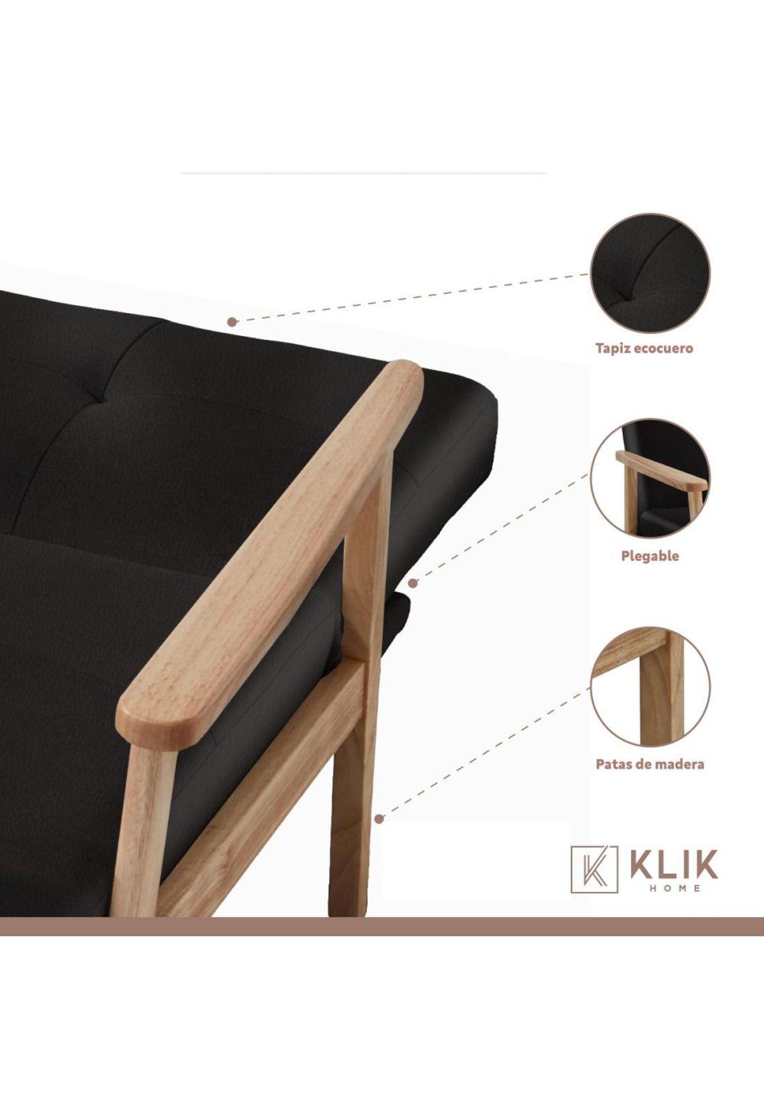 Futón Sofá Cama 3 cuerpos Amelia - Ecocuero Negro-2