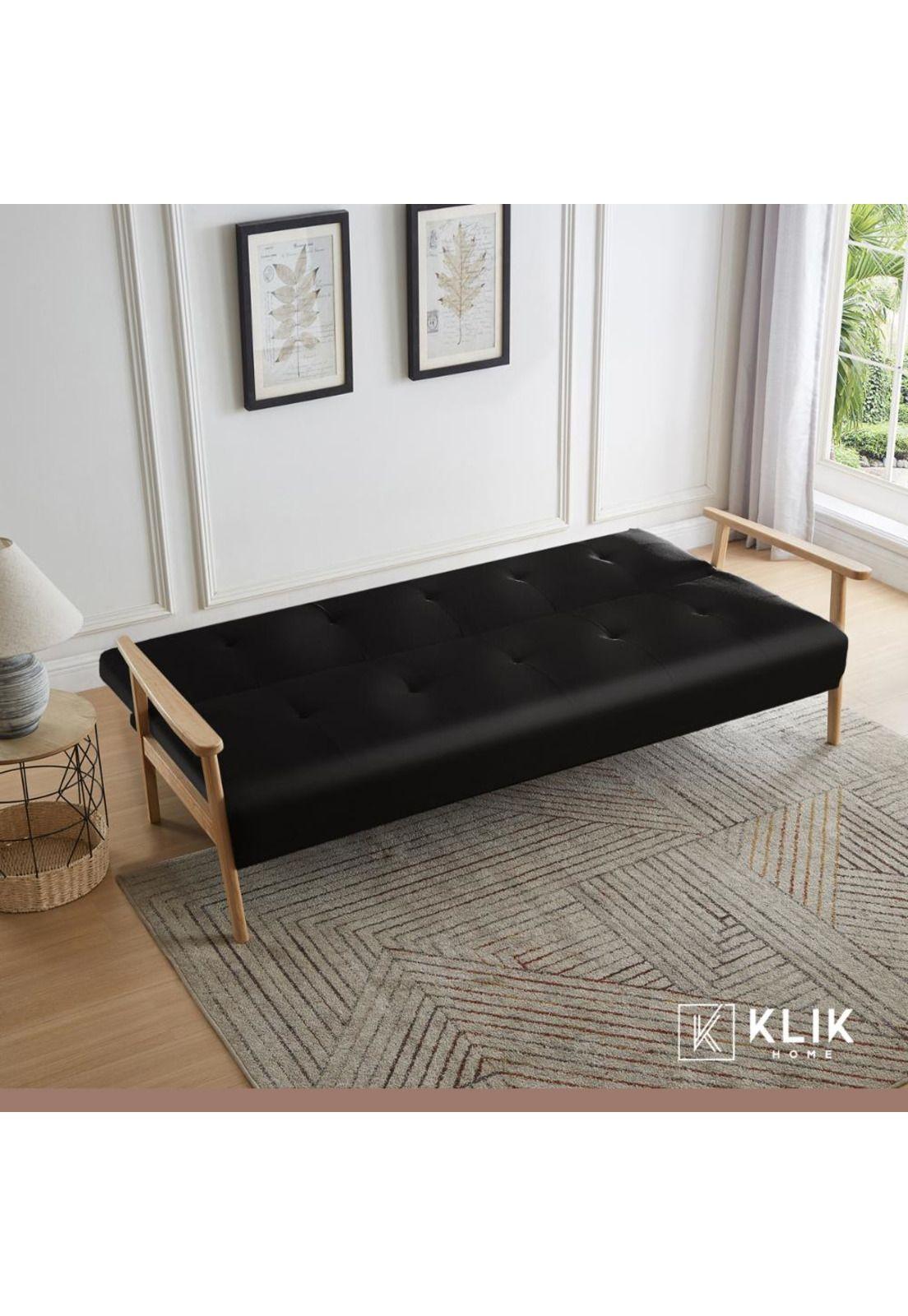 Futón Sofá Cama 3 cuerpos Amelia - Ecocuero Negro-7