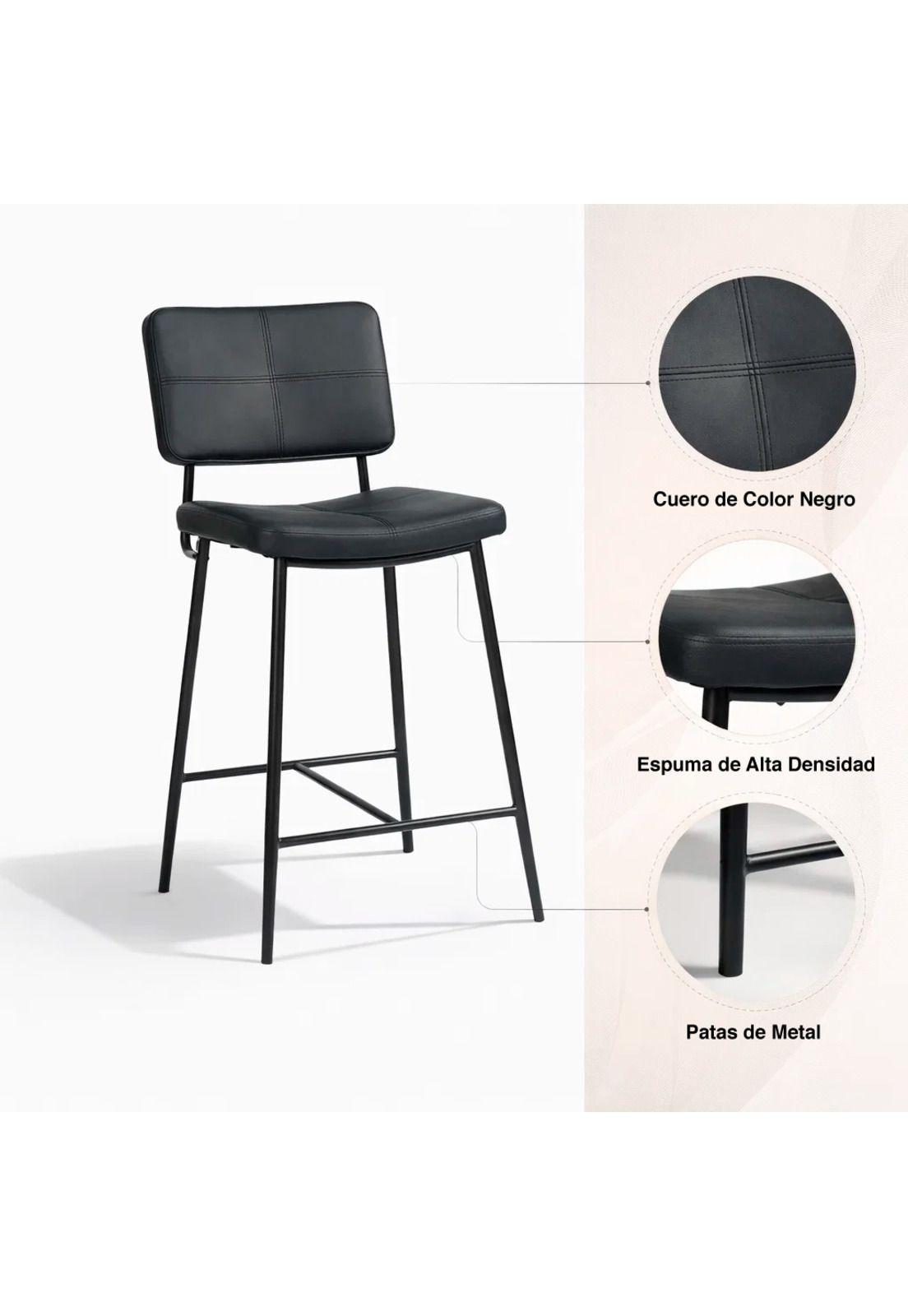 Pack de 2 Taburetes Alto Bronx Negro con Patas Metálicas Negras-4