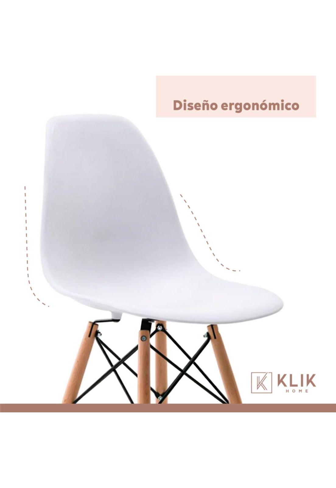 Comedor Mesa de 120x80 Rectangular Blanca + 6 Sillas Eames - Blancas-6