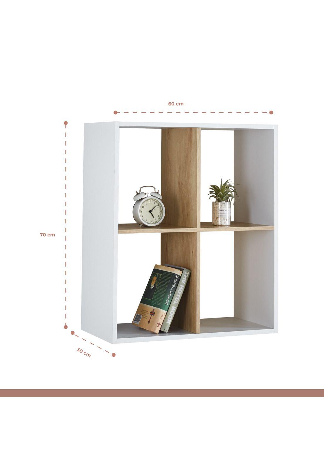 Estante Librero Organizador 4 Espacios 30x60x70 - Blanco-3