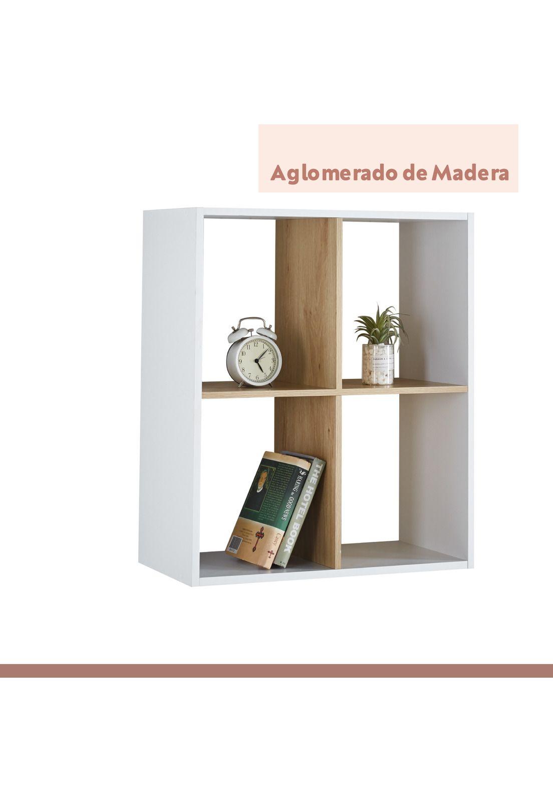 Estante Librero Organizador 4 Espacios 30x60x70 - Blanco-4